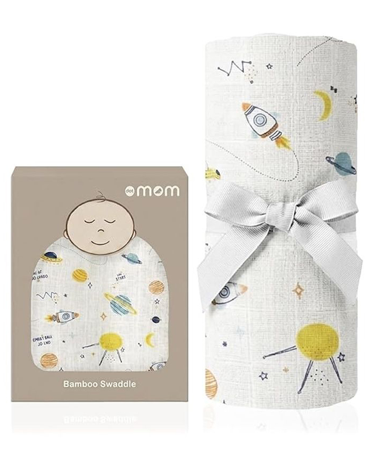 DOTMOM Premium Organic Bamboo Super-soft Swaddle Wrapper & Receiving Blanket - Space Planet-image-33