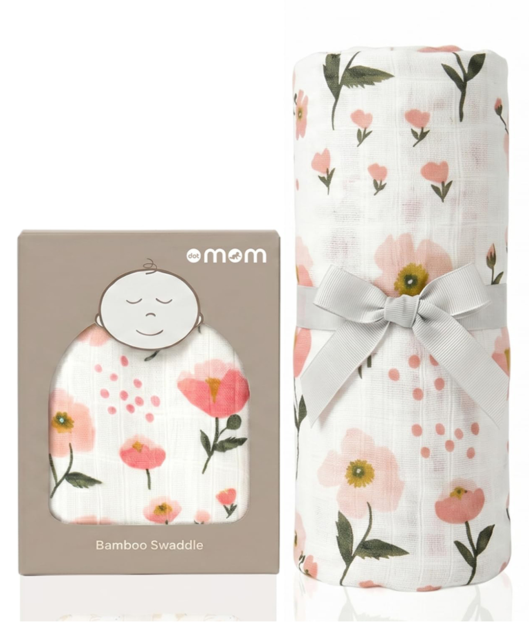 DOTMOM Premium Organic Bamboo Super-soft Swaddle Wrapper & Receiving Blanket - Flower-image-2
