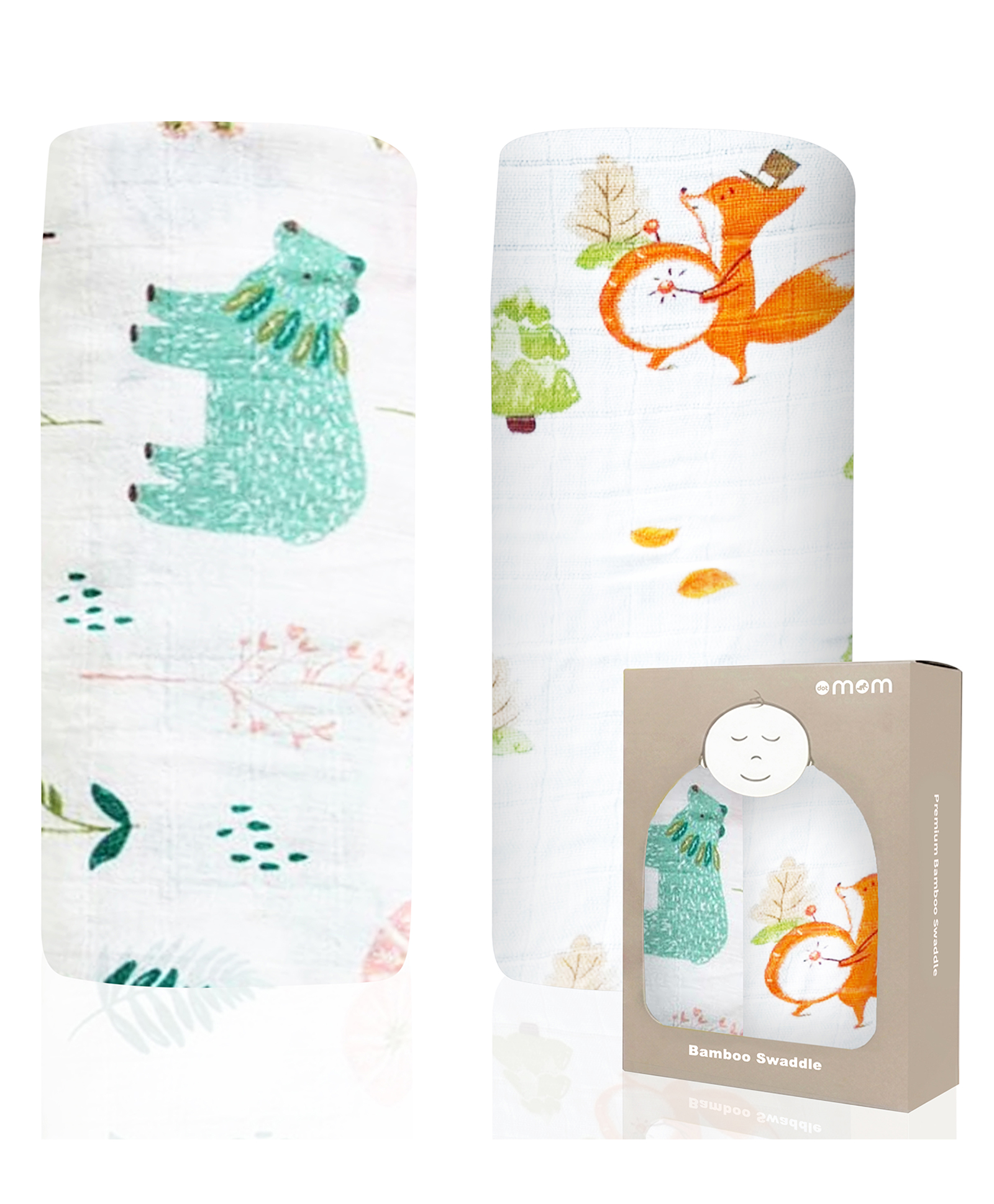 DOTMOM Premium Organic Bamboo Super-soft Swaddle Wrapper & Receiving Blanket, Pack of 2 - Multicolour-image-30