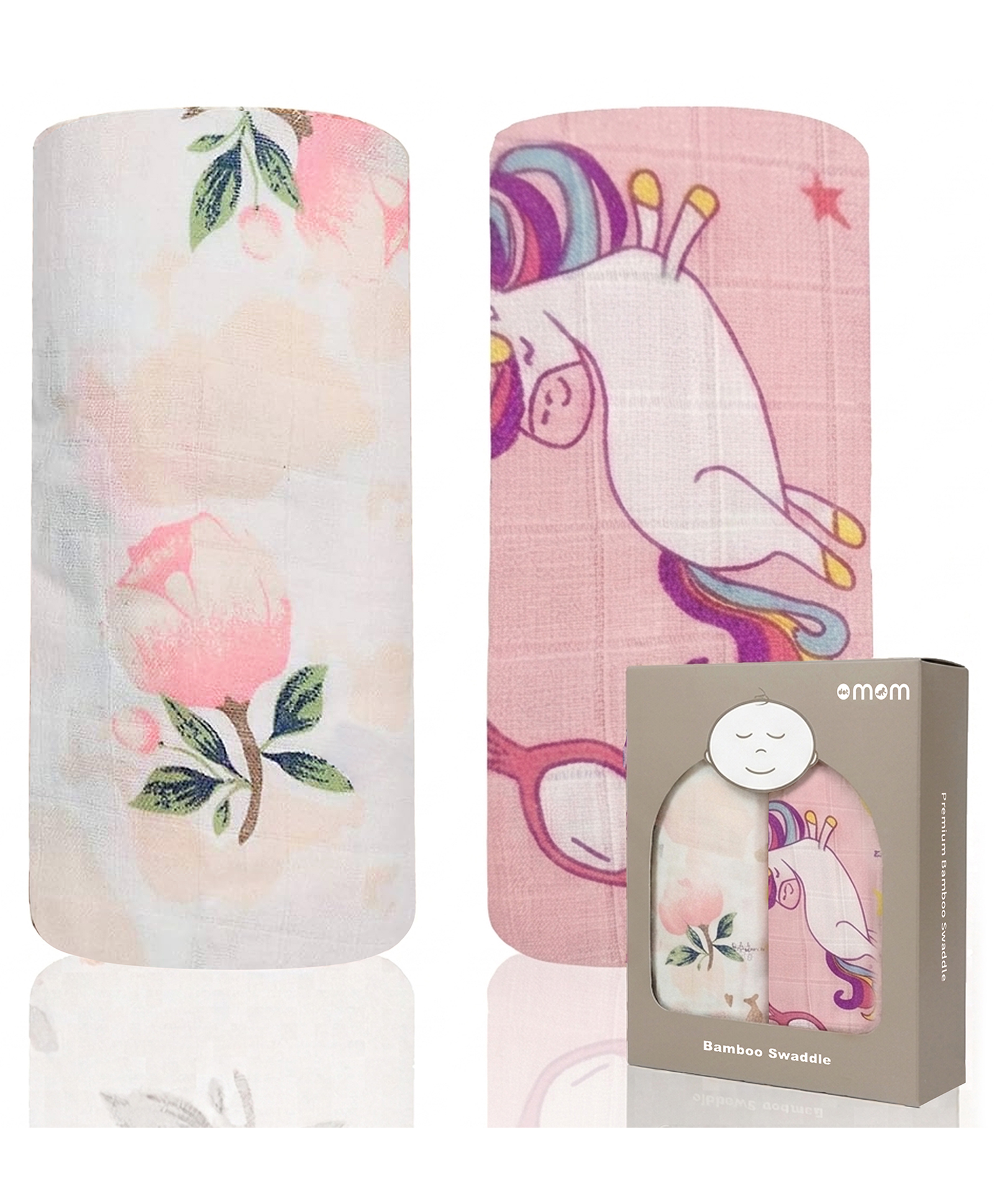 DOTMOM Premium Organic Bamboo Super-soft Swaddle Wrapper & Receiving Blanket, Pack of 2 - Multicolour-image-49