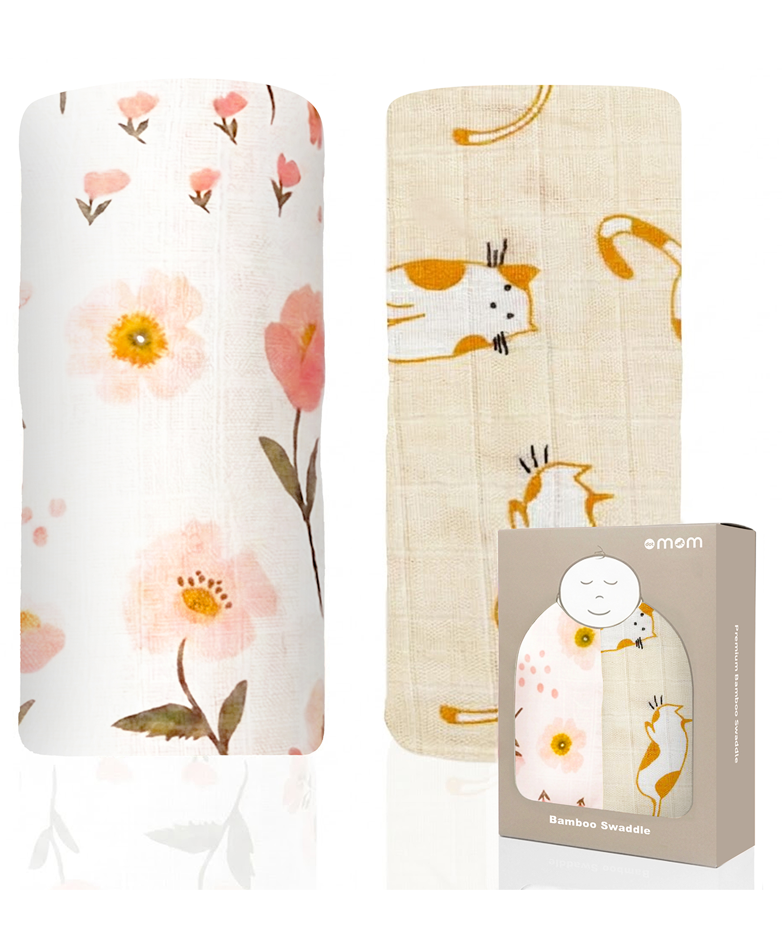 DOTMOM Premium Organic Bamboo Super-soft Swaddle Wrapper & Receiving Blanket, Pack of 2 - Multicolour-image-24
