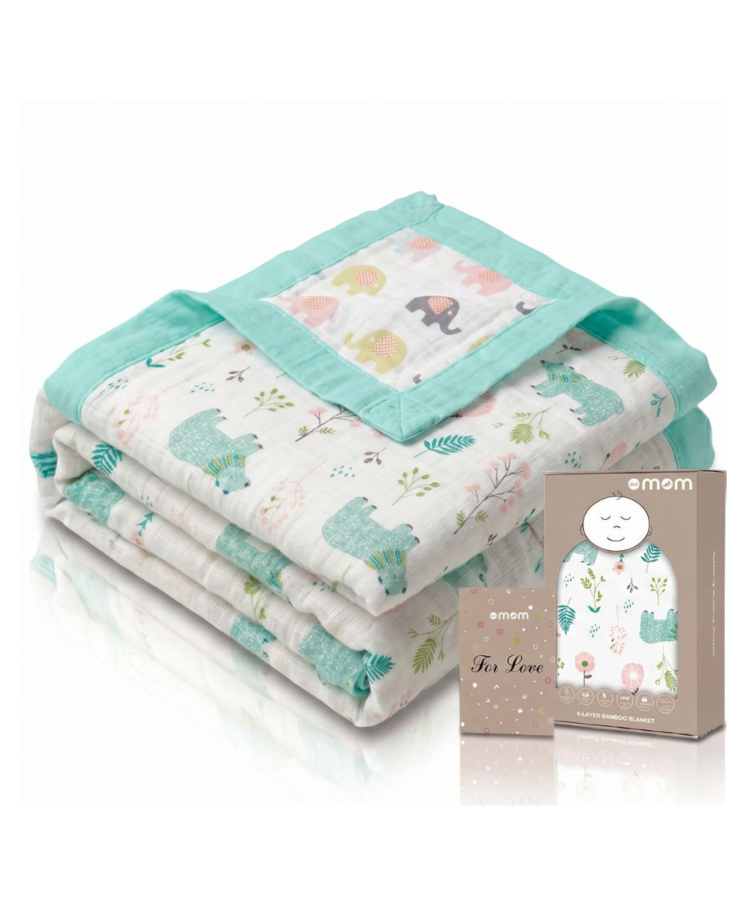 DOTMOM Premium Organic Bamboo 6 Layered Highly Breathable & Antibacterial Reversible Blanket - 0 to 3 Years-image-34