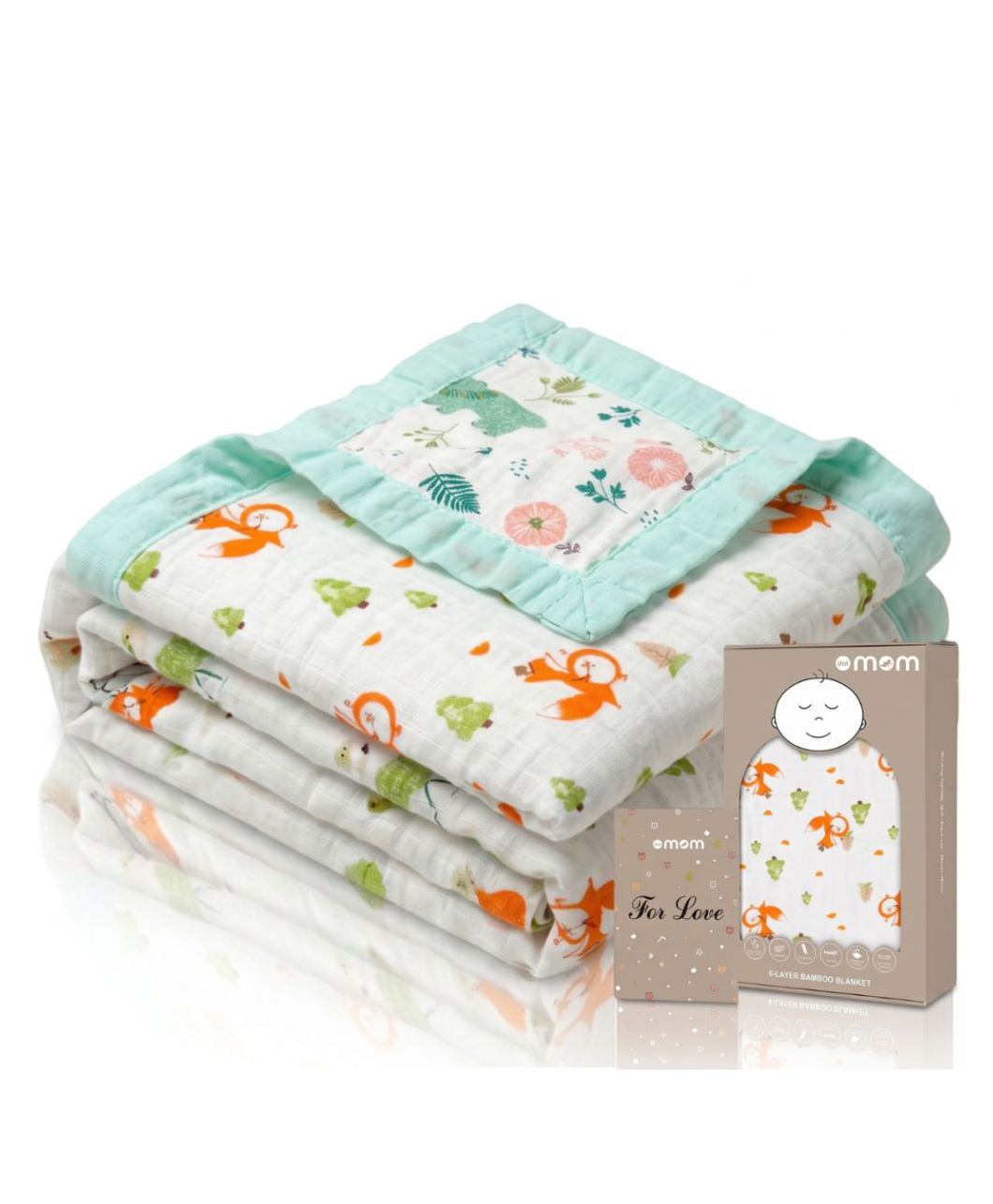 DOTMOM Premium Organic Bamboo 6 Layered Highly Breathable & Antibacterial Reversible Blanket - 0 to 3 Years-image-26