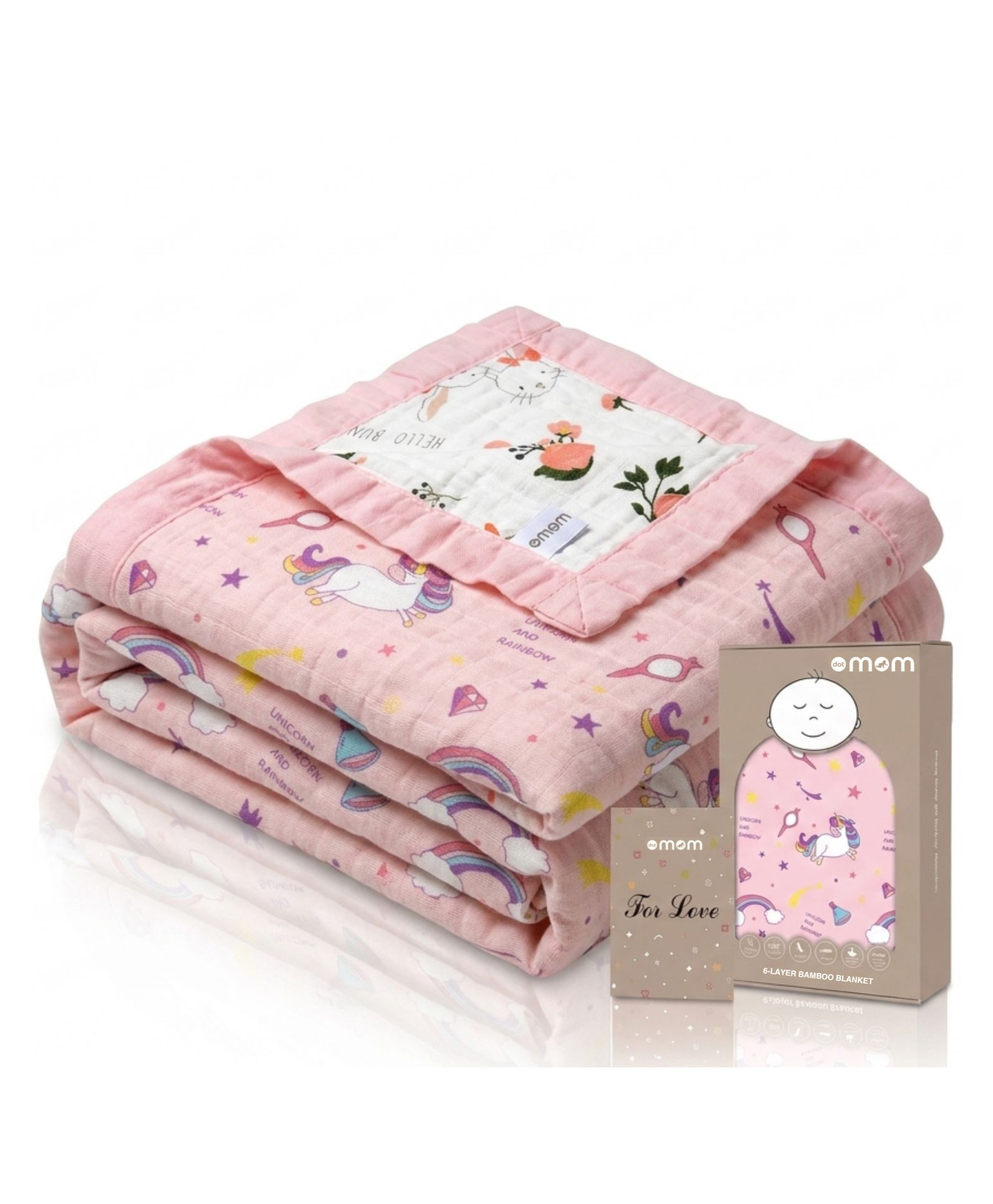 DOTMOM Premium Organic Bamboo 6 Layered Highly Breathable & Antibacterial Reversible Blanket - 0 to 3 Years-image-37