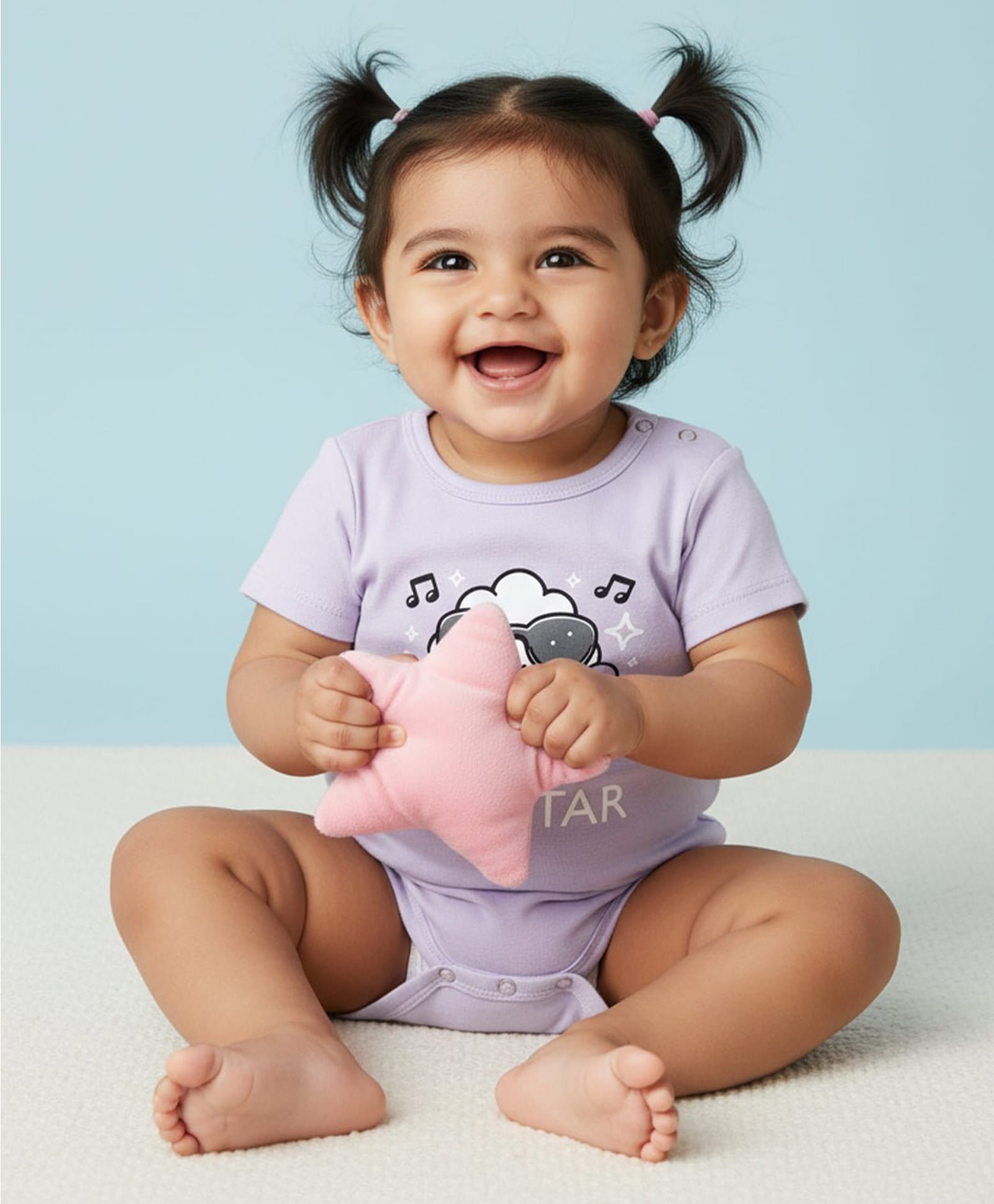 The Mom Store Cotton Knit Half Sleeves Pop Star Text Printed Onesie - Lavender-image-37