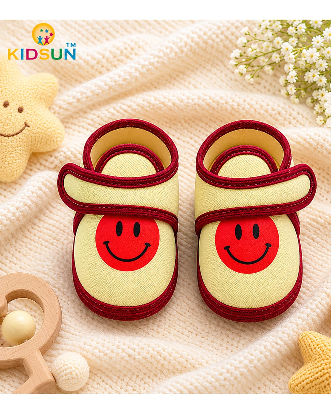 KIDSUN Smiley Designed Velcro Closure Booties - Pista Green-image-31