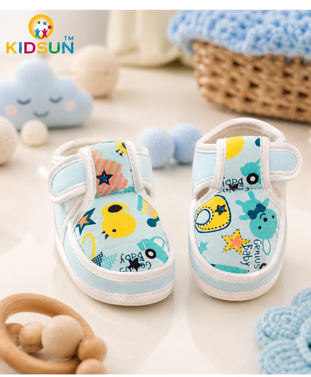 KIDSUN Animal Design Velcro Closure Booties - Aqua-picture-12