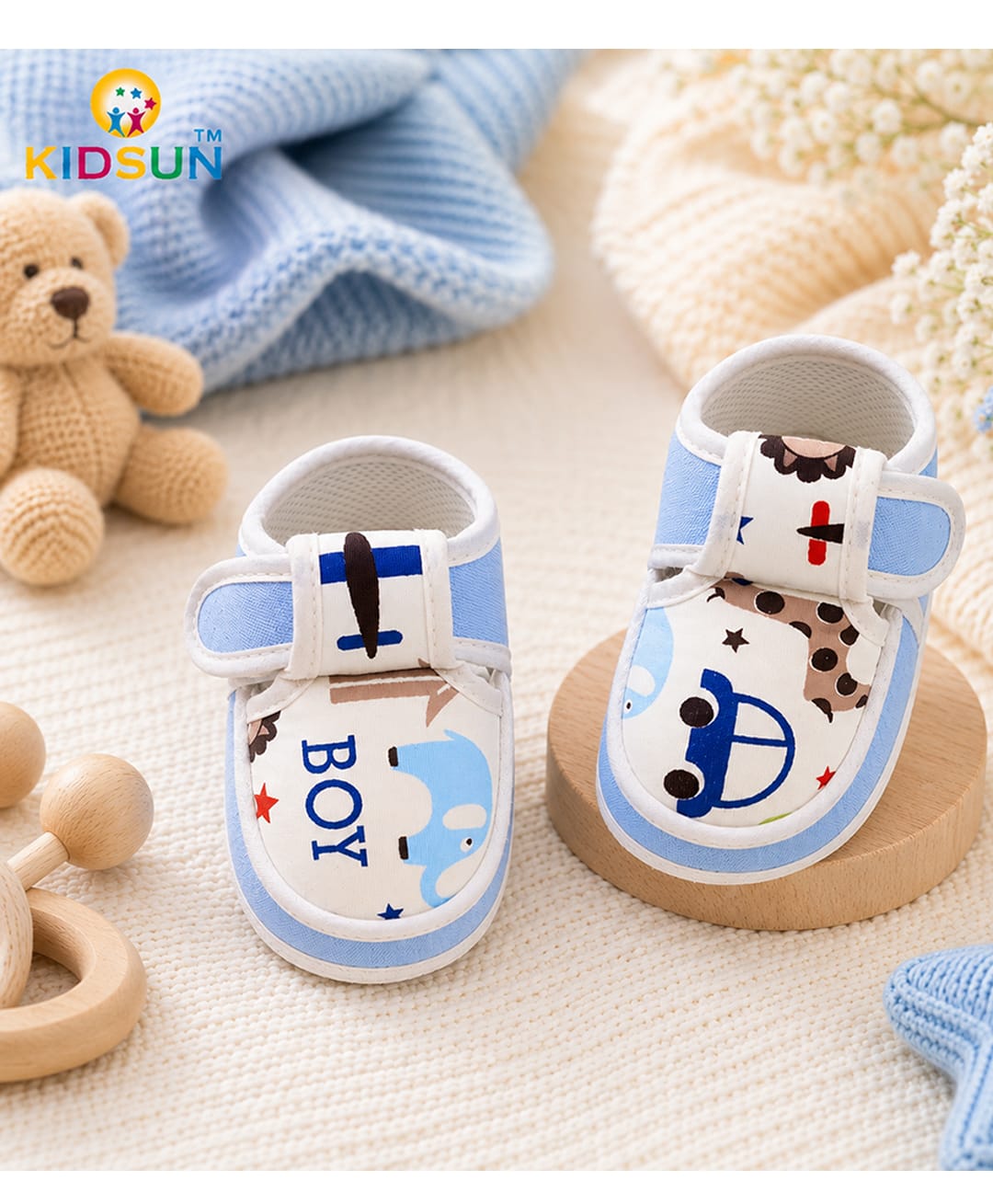KIDSUN Animal Design Velcro Closure Booties - Sky Blue-picture-12