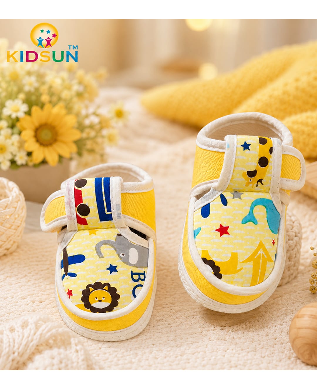 KIDSUN Animal Design Velcro Closure Booties - Yellow-image-20