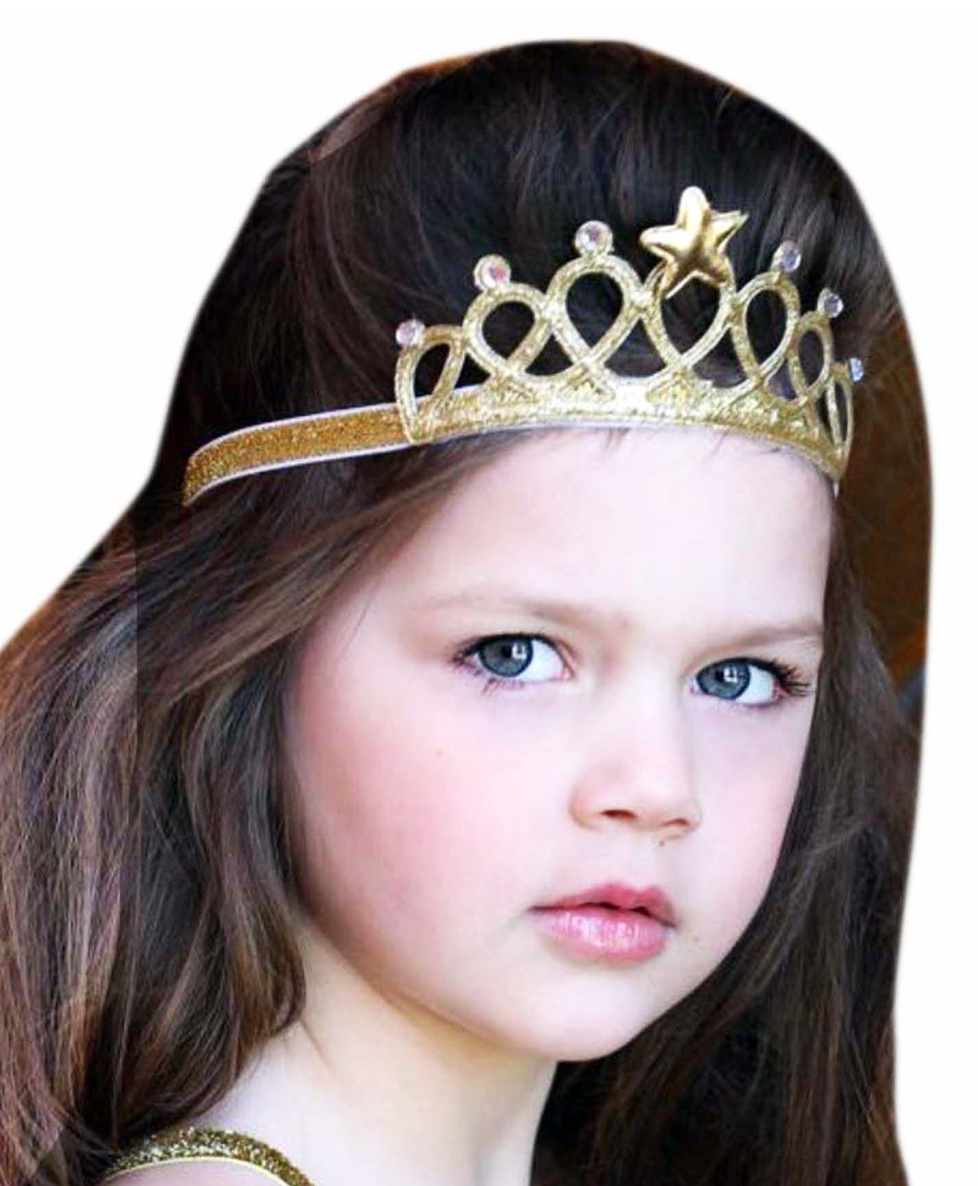 Babymoon Glitering Rhinestone Crown Headband - Golden for Girls (0 Month-15  Years) Online in India, Buy at  - 2417693