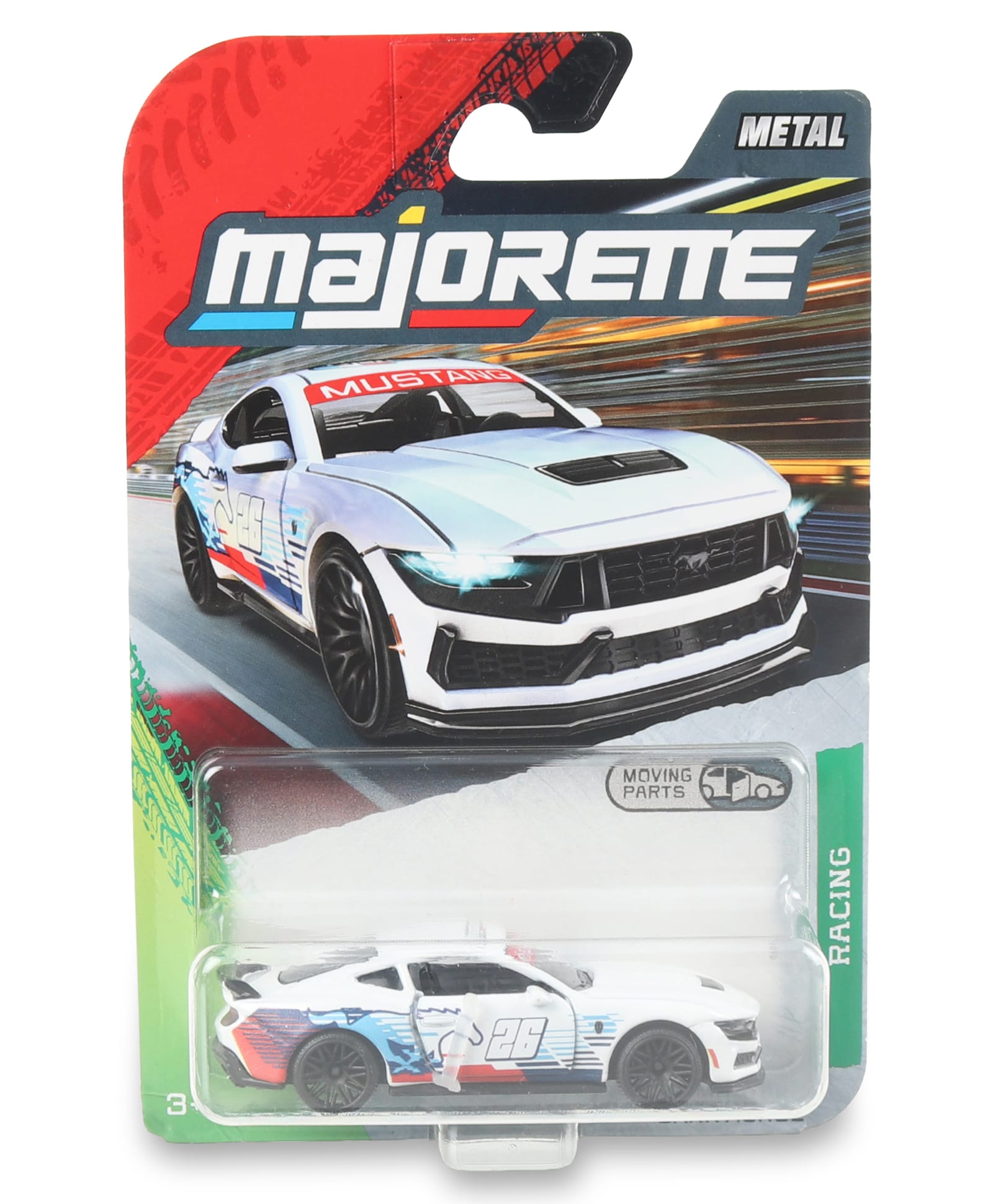 Majorette Ford Mustang Dark Horse Die Cast Racing Car with Free Wheel Movement - White-picture-5