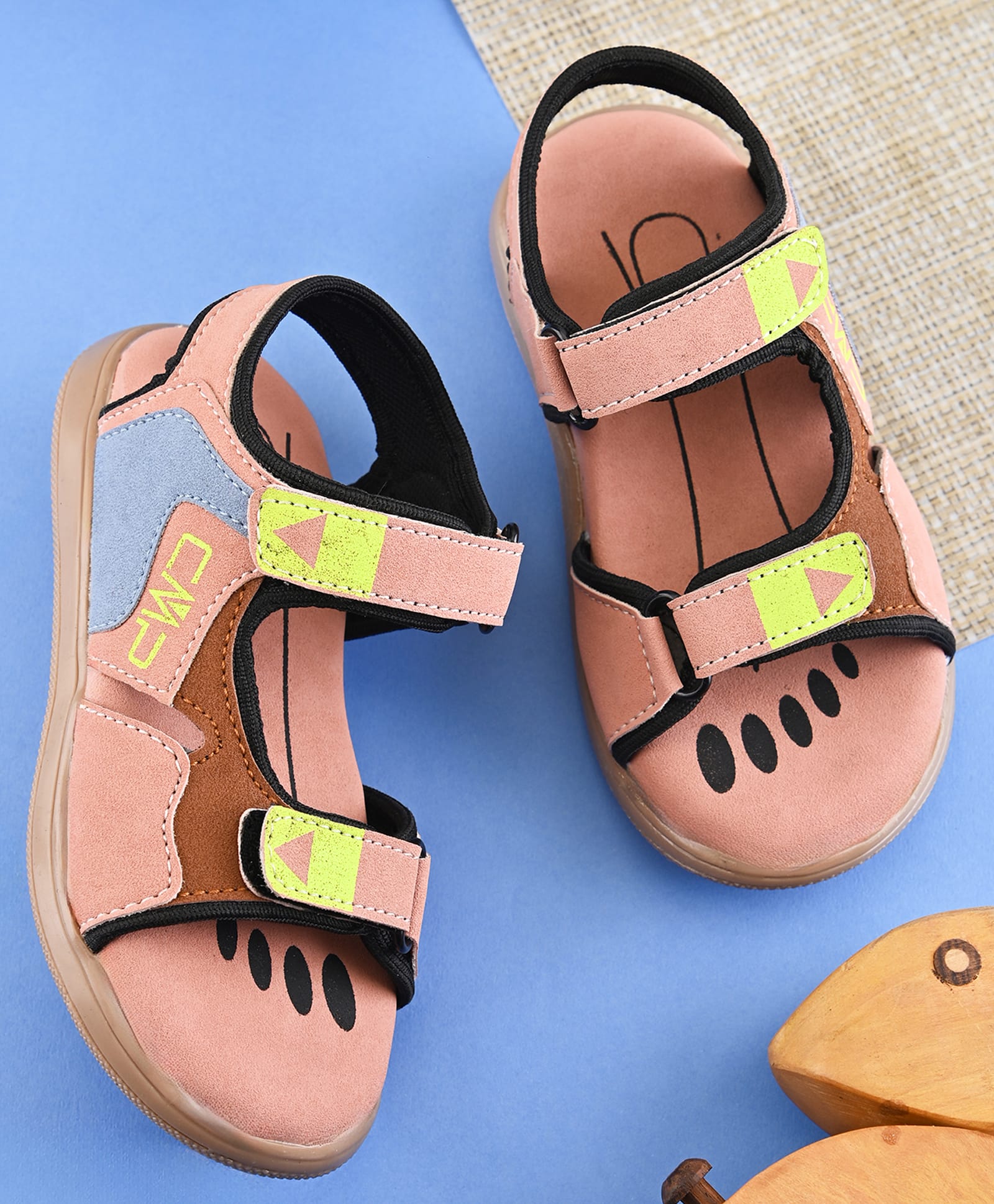 Steprite Abstract Designed Velcro Closure Sandals - Peach-image-40