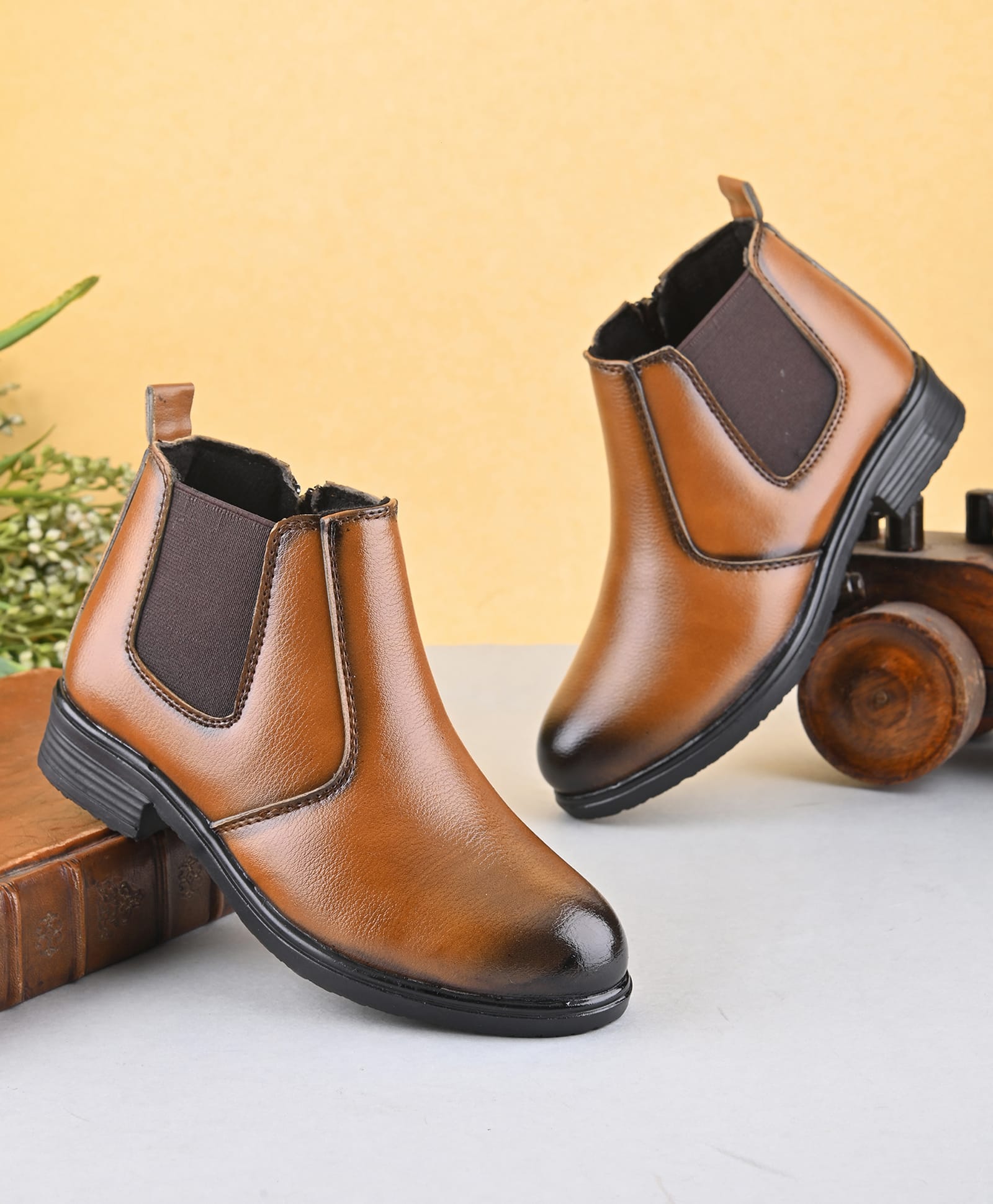 Steprite Solid Zipper Closure Chelsea Boots - Tan-picture-19