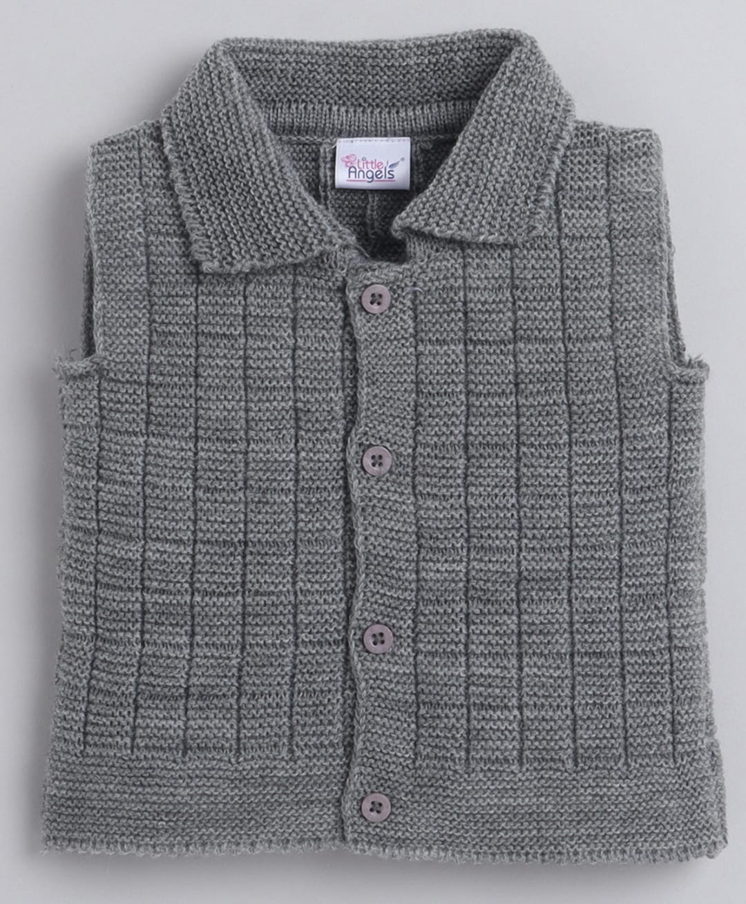 Little Angels Knit Sleeveless Solid Vest - Grey-image-10