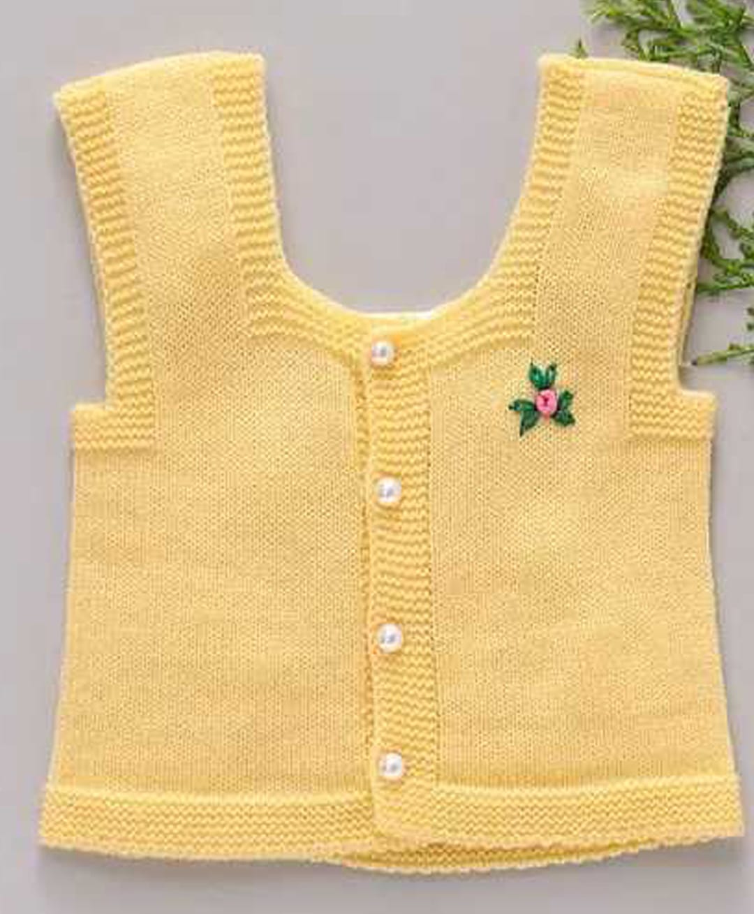Little Angels Knit Sleeveless Floral Embroidered Vest - Yellow-picture-21