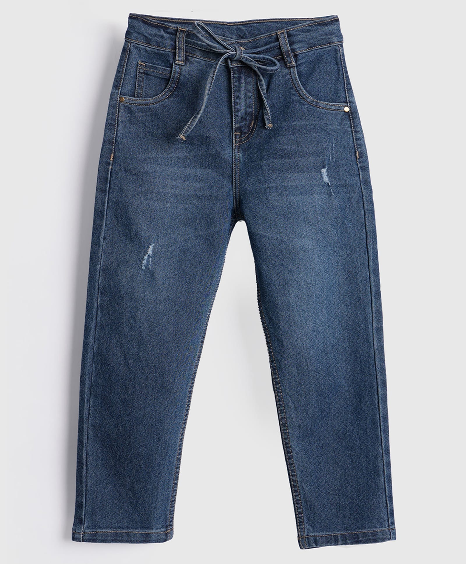 PURPLE UNITED KIDS Denim Woven Washed & Mild Distressed Jeans - Dark Blue-image-13