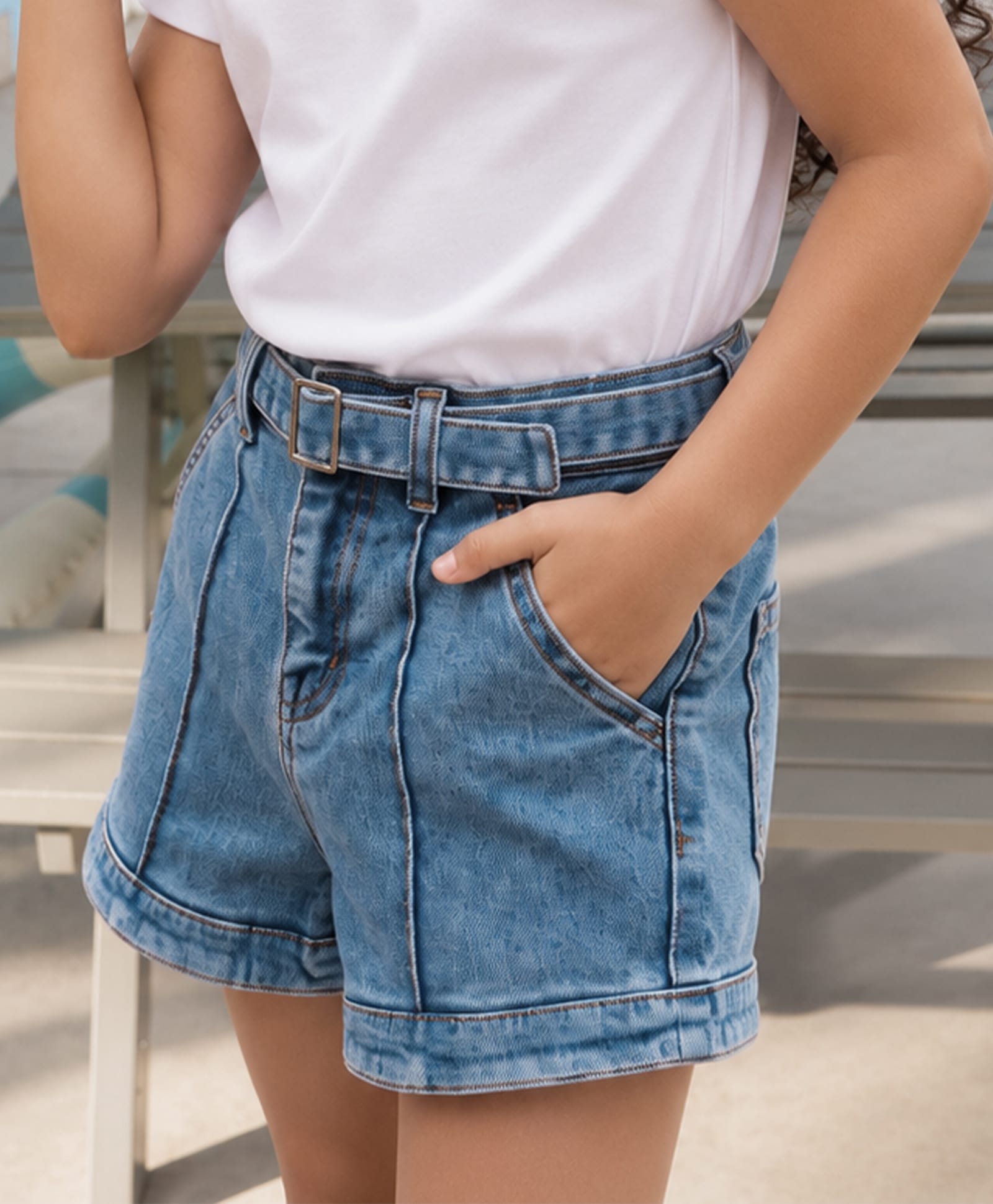PURPLE UNITED KIDS Denim Woven Washed Shorts - Mid Blue-picture-11