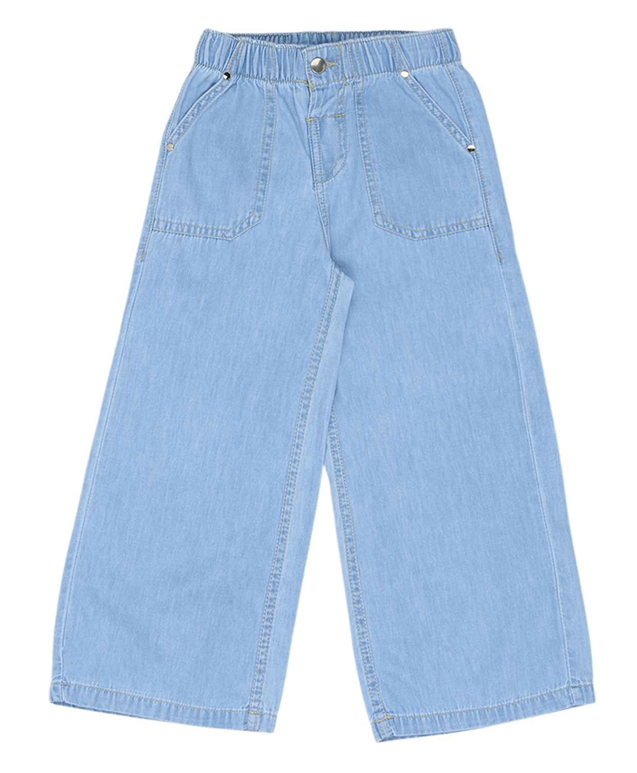 Pantaloons Junior Cotton Woven Washed Solid Jeans - Light Blue-picture-34