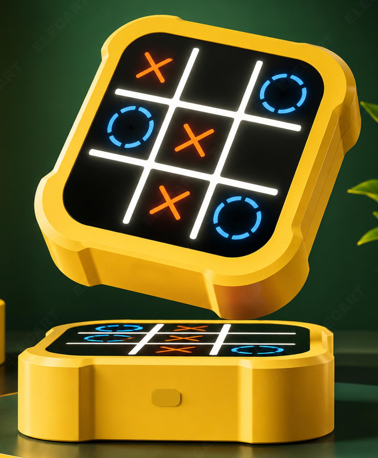 elecart electronic tic tac toe bolt game 4-in-1 handheld puzzle game, led memory & brain training game with silent mode, portable travel toy for kids & adults