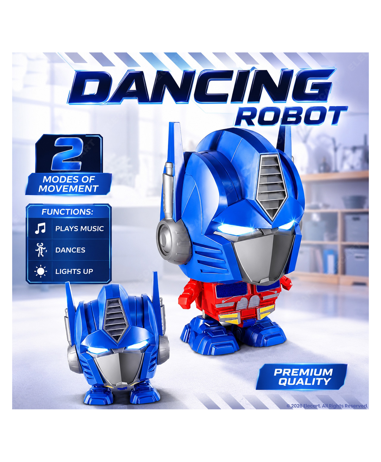 Elecart Transforming Robot Toy for Kids Interactive Dancing Robot with Movable Arms & Legs, LED Lights, Sound Effects, Automatic Dance Action, Battery Operated Robot Toy for Kids-picture-35