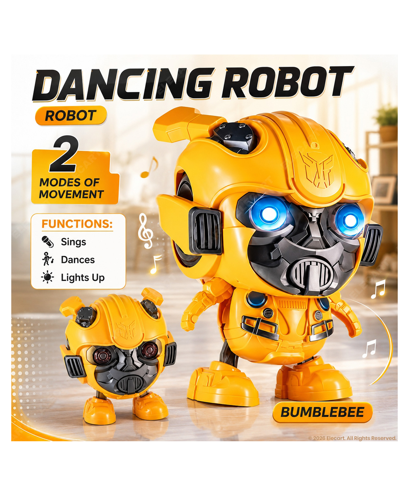 Elecart Transforming Robot Toy for Kids Interactive Dancing Robot with Movable Arms & Legs, LED Lights, Sound Effects, Automatic Dance Action, Battery Operated Robot Toy for Kids-picture-36
