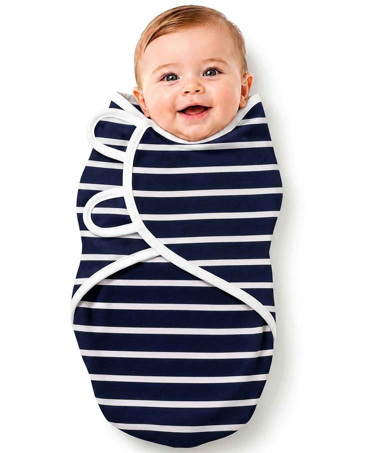BRANDONN 100% Cotton Swaddle Wrapper Printed Set of 1 - White & Navyblue-picture-6