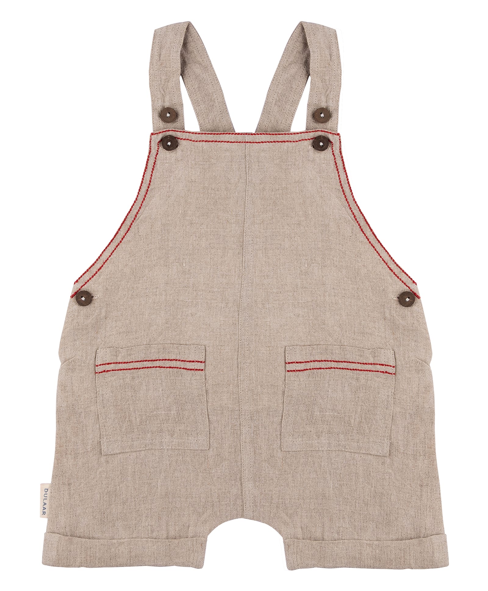 DULAAR Linen Woven Solid Dungaree - Cream-picture-40