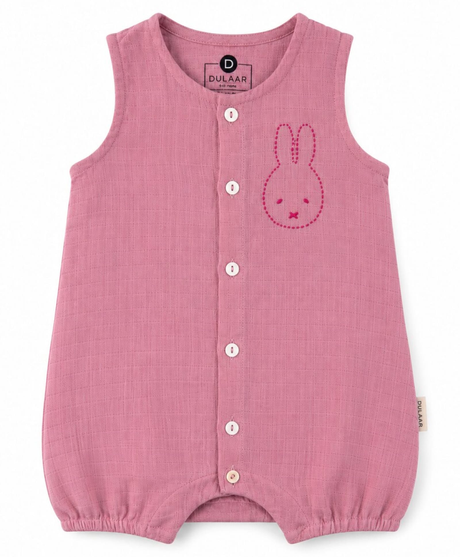 DULAAR Muslin Woven Sleeveless Bunny Embroidered Romper - Pink-picture-17
