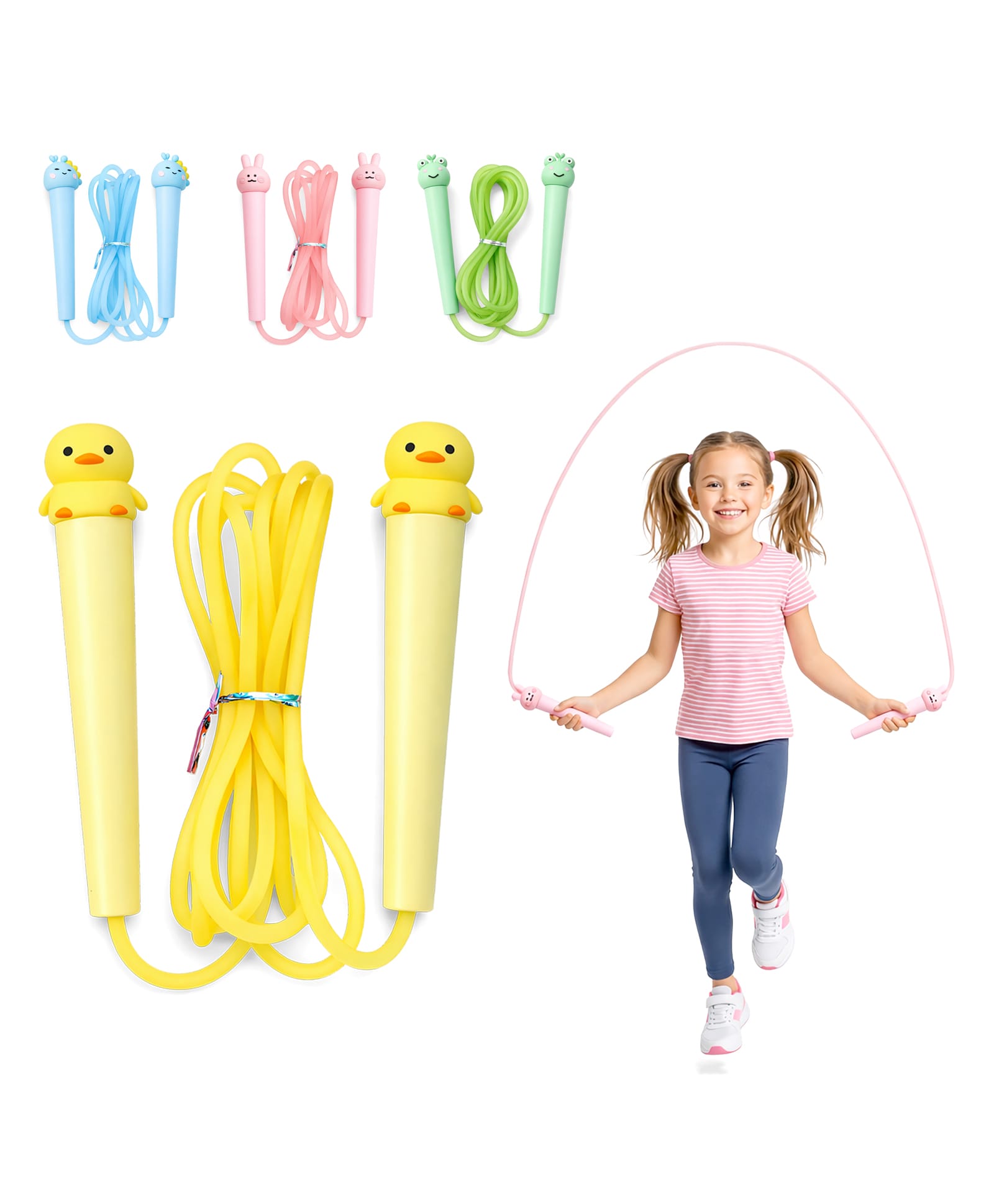 VGRASSP 6.5 ft Animal Design Skipping Rope Toy for Kids with Soft Grip Handles - Indoor and Outdoor Adjustable PVC Jump Rope for Exercise and Fitness Play - Color and Design May Vary-picture-22