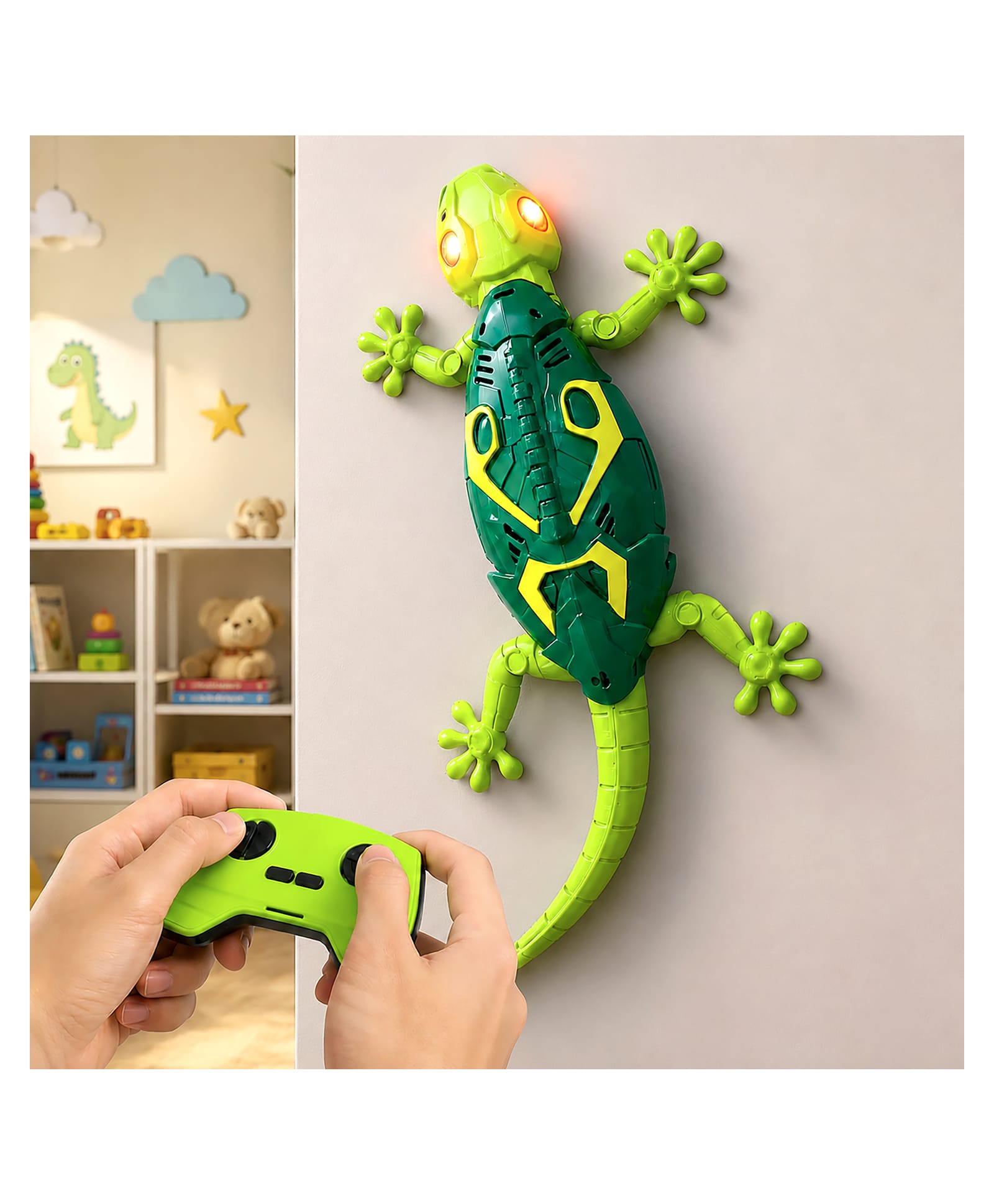VGRASSP 2.4 GHz Remote Control Wall Crawler Lizard Toy For Kids With LED Lights - Rechargeable 360° Rotating Robot Gecko Funny Prank Toy - Climbs Walls Ceiling Floor - Color May Vary-image-21