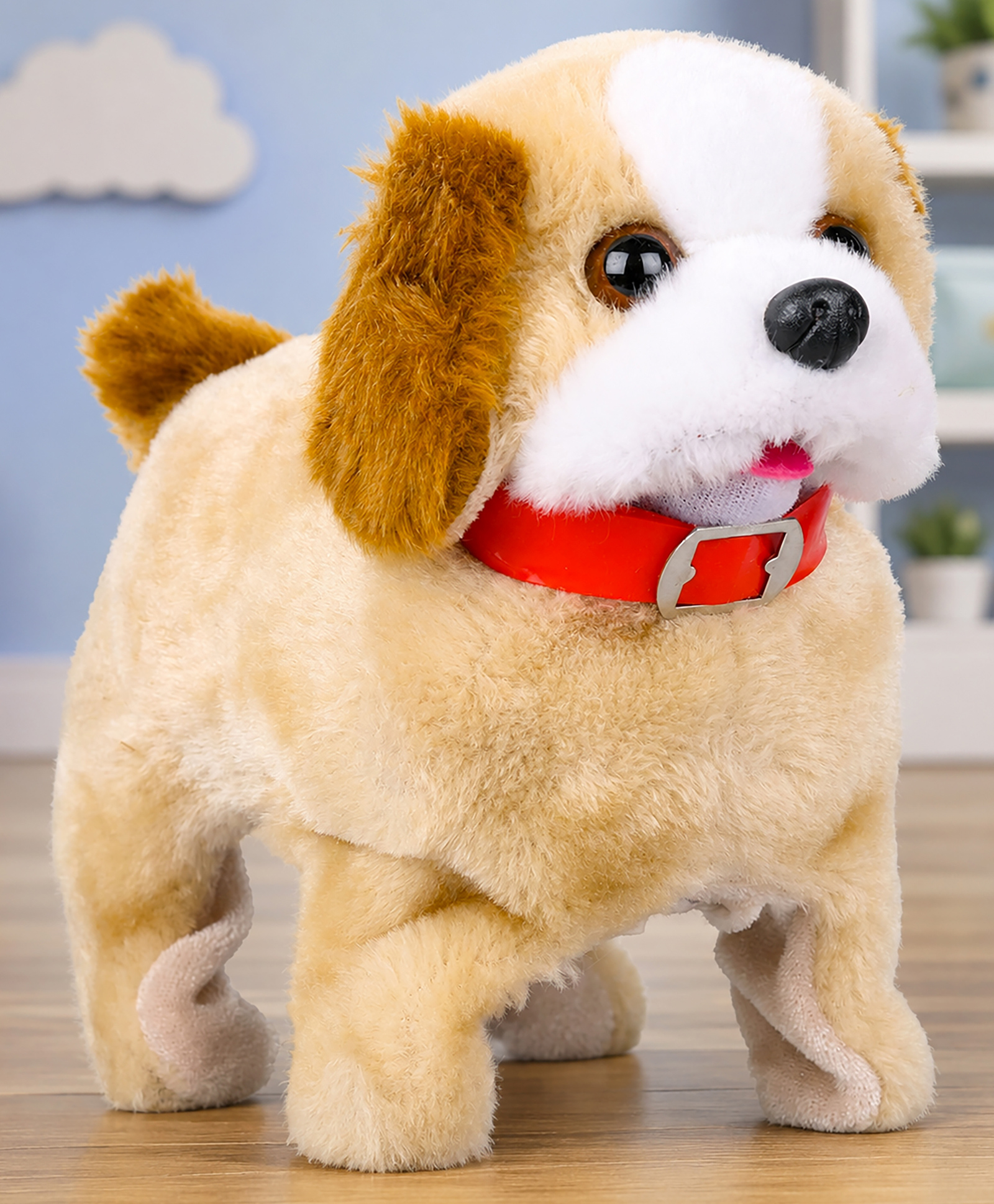 VGRASSP Walking And Jumping Fluffy Dog Toy For Kids With 360° Back Flip Action - Soft Cute Plush Puppy Electronic Pet - Color May Vary-image-7