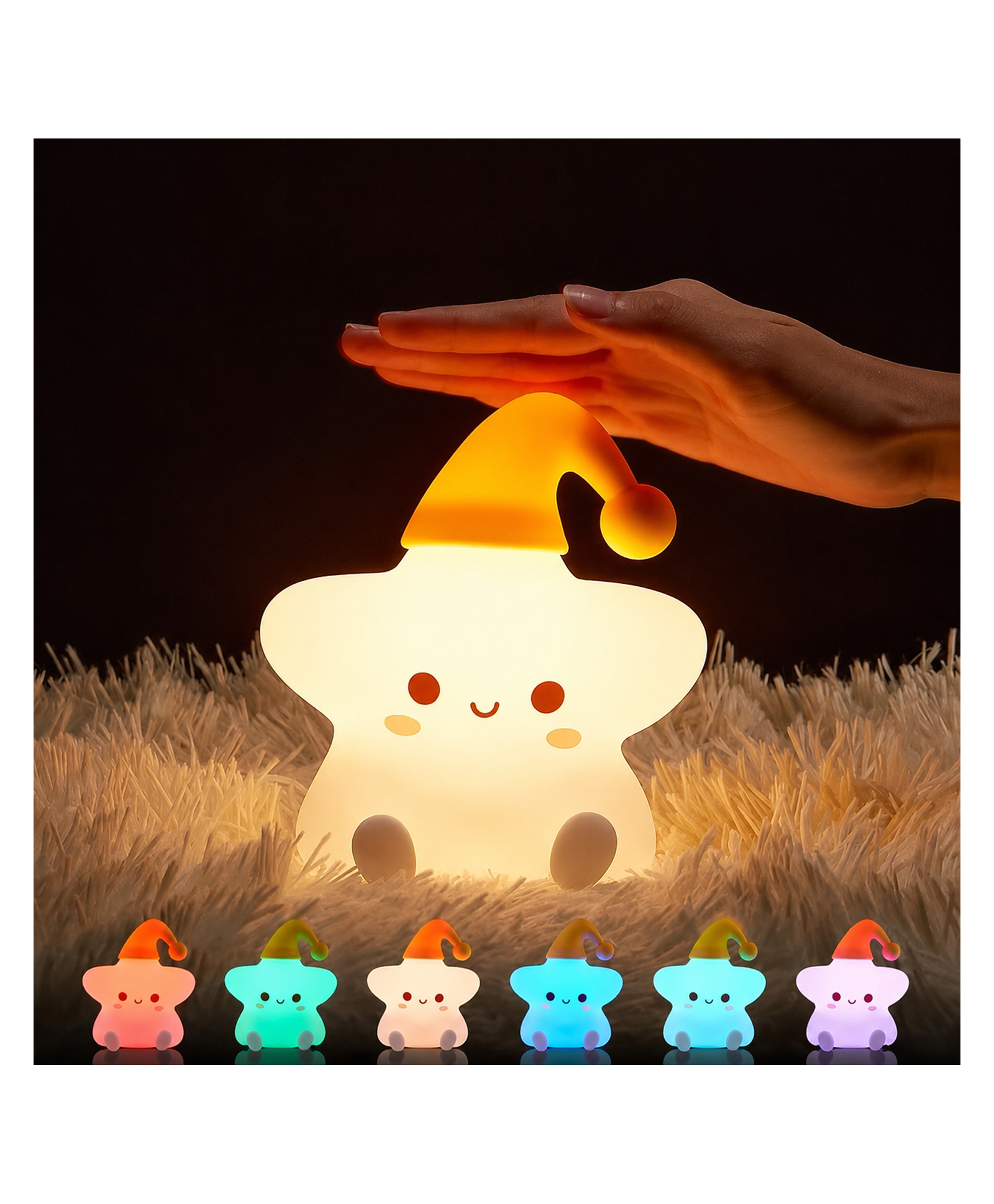 Elecart Kids Star Night Light Lamp for Kids, Rechargeable LED Silicone Bedside Nursery Lamp with 3 Brightness Levels, 30-Min Auto Timer, BPA-Free Soft Touch, USB Rechargeable Sleep Light-image-2