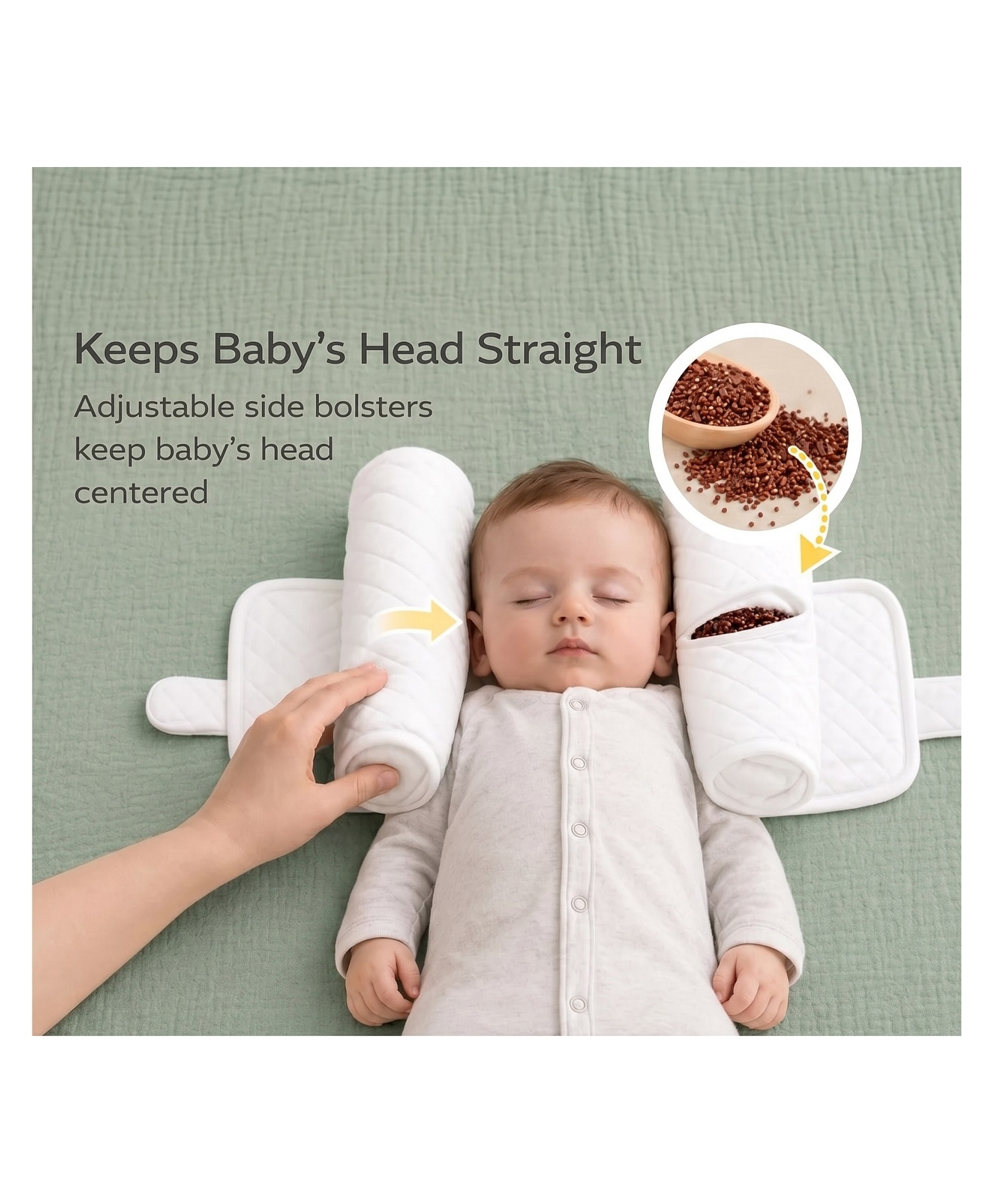 Ortis Newborn Baby Pillow Slide Support Adjustable Soft & Comfortable Sleep Pillow - White-image-46