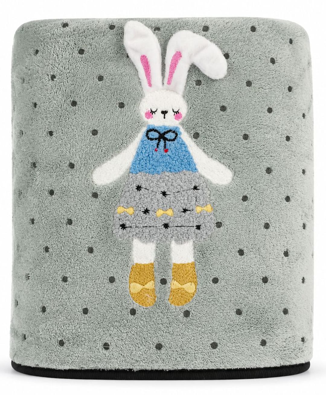 ZQBIEE Knit Polka Dots Designed Bunny Embroidered Towel - Grey-picture-19