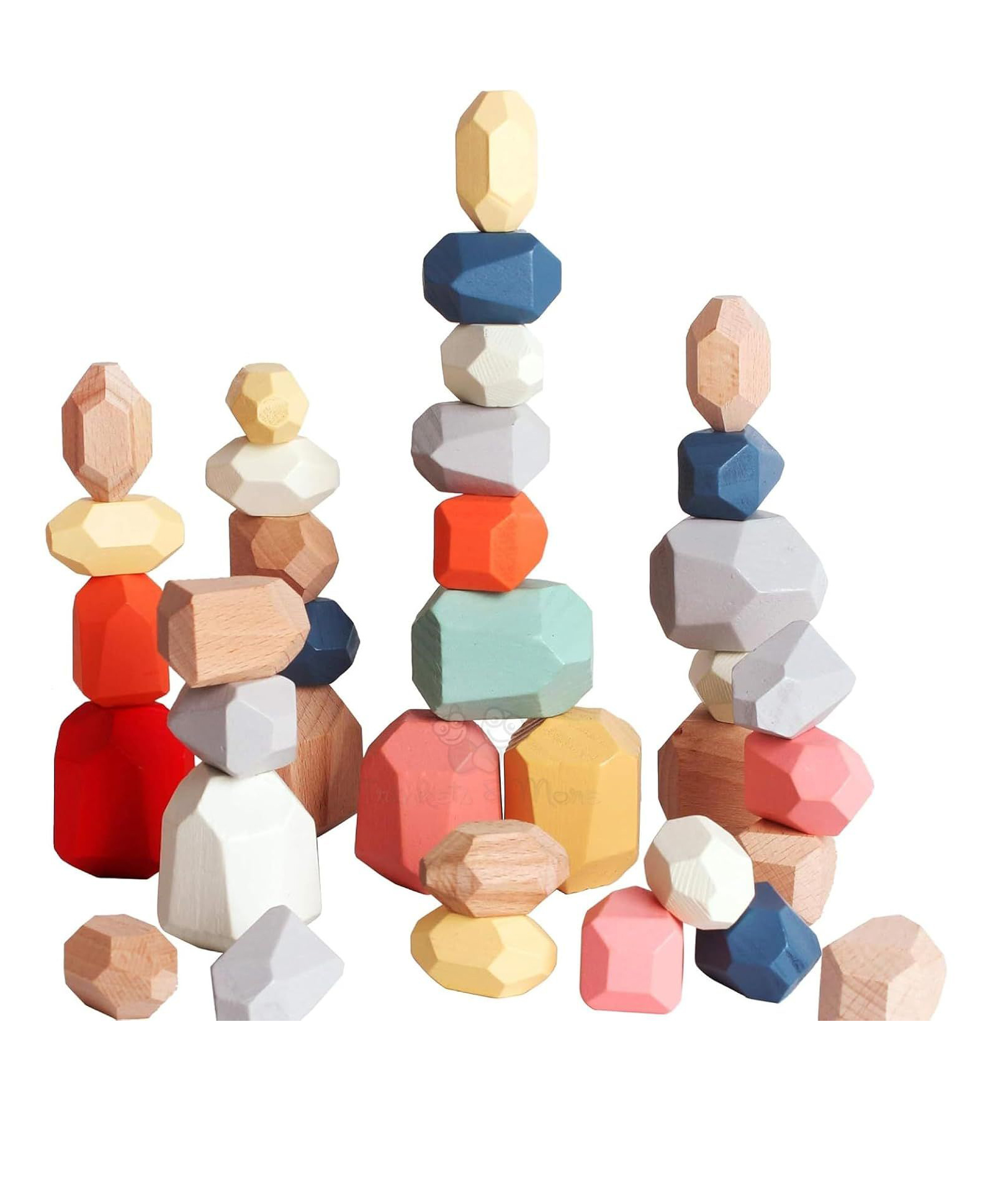 Trinkets & More® 36 Pcs Wooden Balancing Stacking Stones Rocks Building Blocks Toy for Kids Large Montessori Sensory STEM Learning, Fine Motor Skills & Imaginative Play for Boys & Girls Age 1-6 Years-image-5