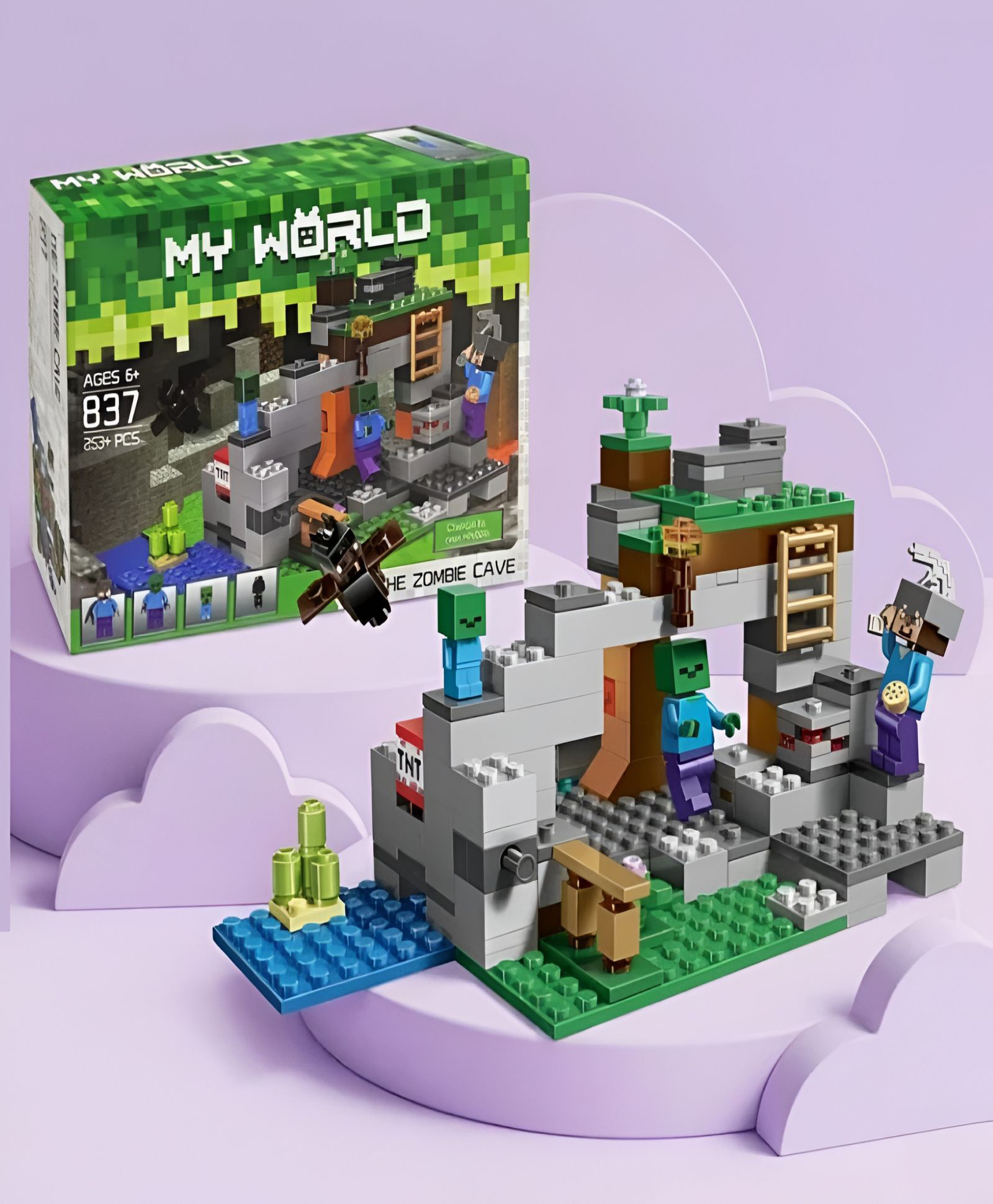 NEGOCIO DIY STEM Construction Bricks with Mini Figures, Creative Models & Educational Play Set| Blocks Game (252, The Zombie Cave) for kids- PACK OF 1- COLOR MAY VARY-image-5