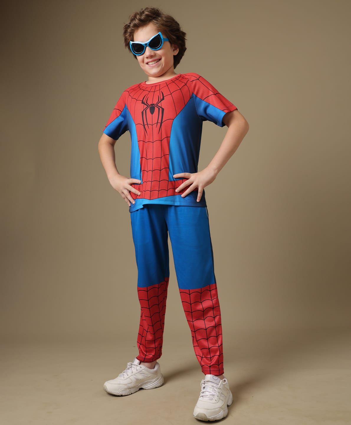 Kidsville Knit Marvel Featuring Half Sleeves Spider Man Printed Tee & Pants Set - Red & Blue-picture-28