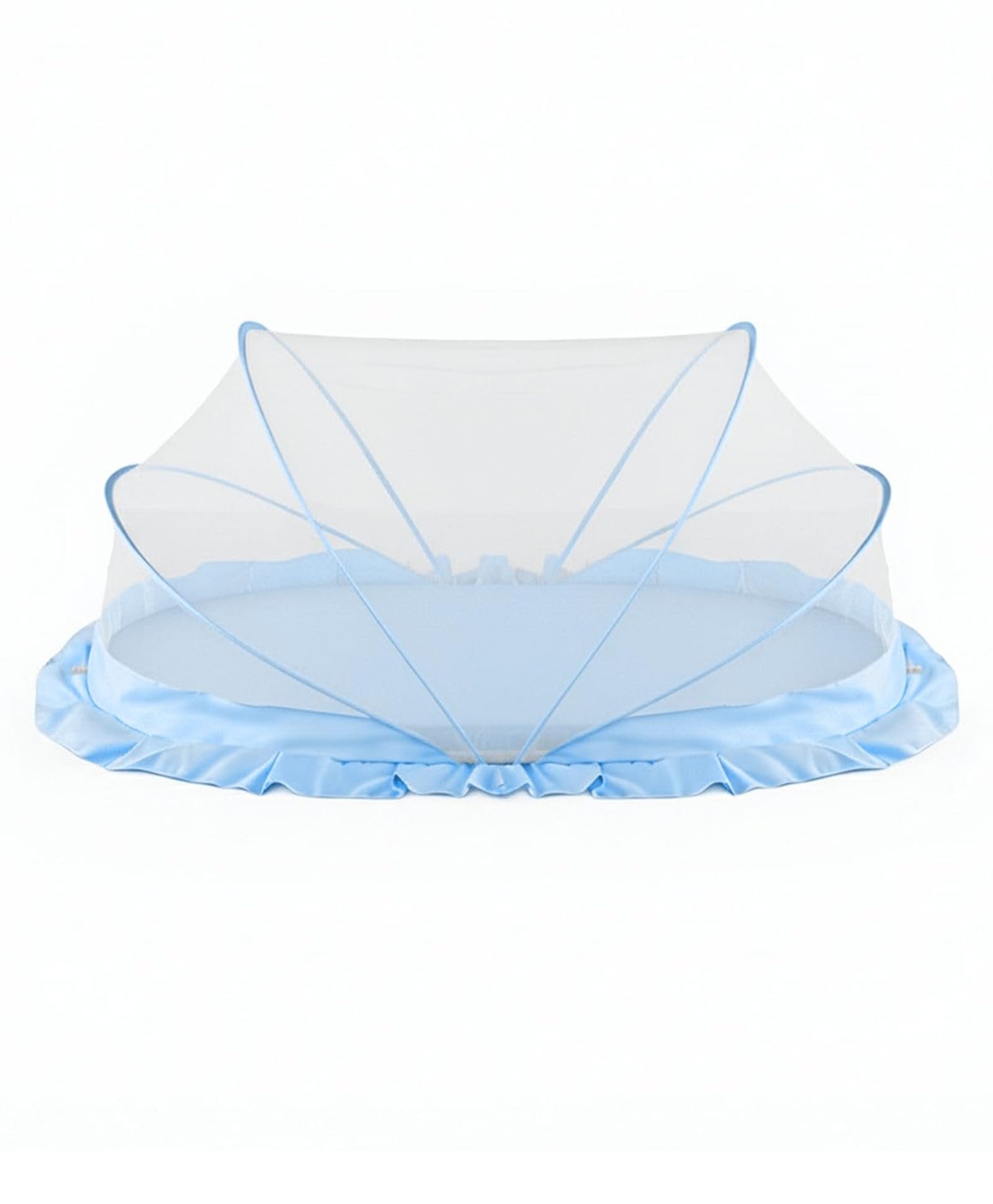 LifeKrafts Foldable Baby Mosquito Net with Bed and Soft Breathable Polyester Mesh Elegant Round Frill for Newborns Infants and Toddlers - Blue Regular Size-image-10