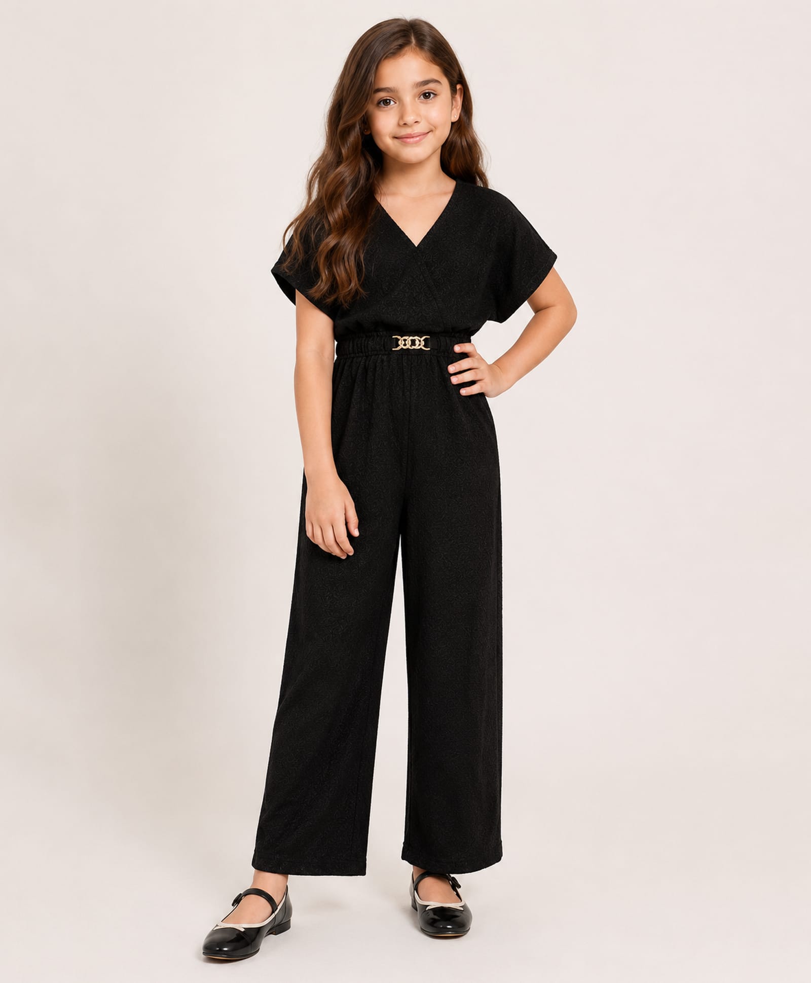 Little Marine Cotton Blend Knit Half Sleeves Solid Jumpsuit - Black-picture-11