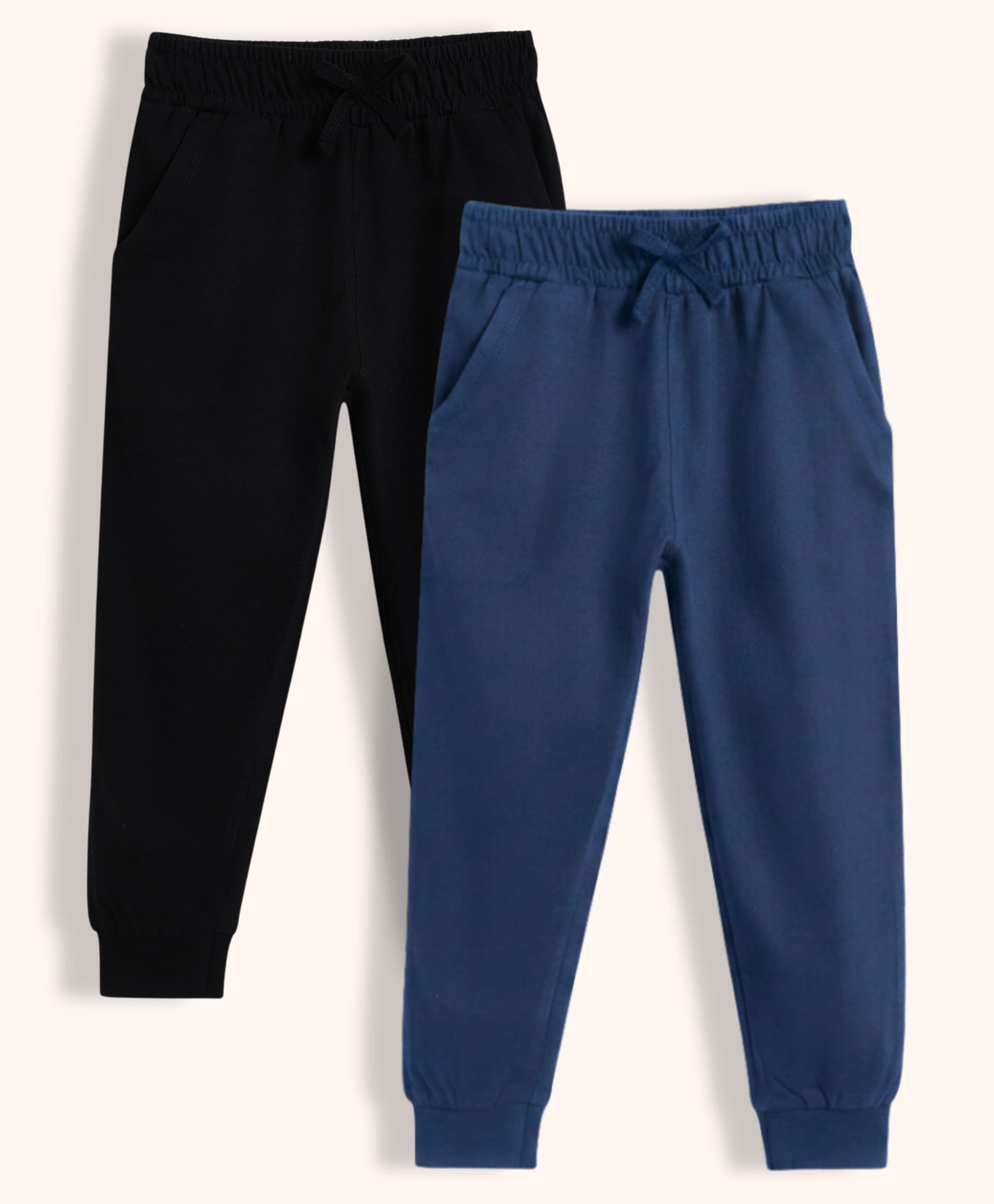 Orange Sugar 100% Cotton Knit Pack Of 2 Solid Pants - Black & Royal Blue-picture-25