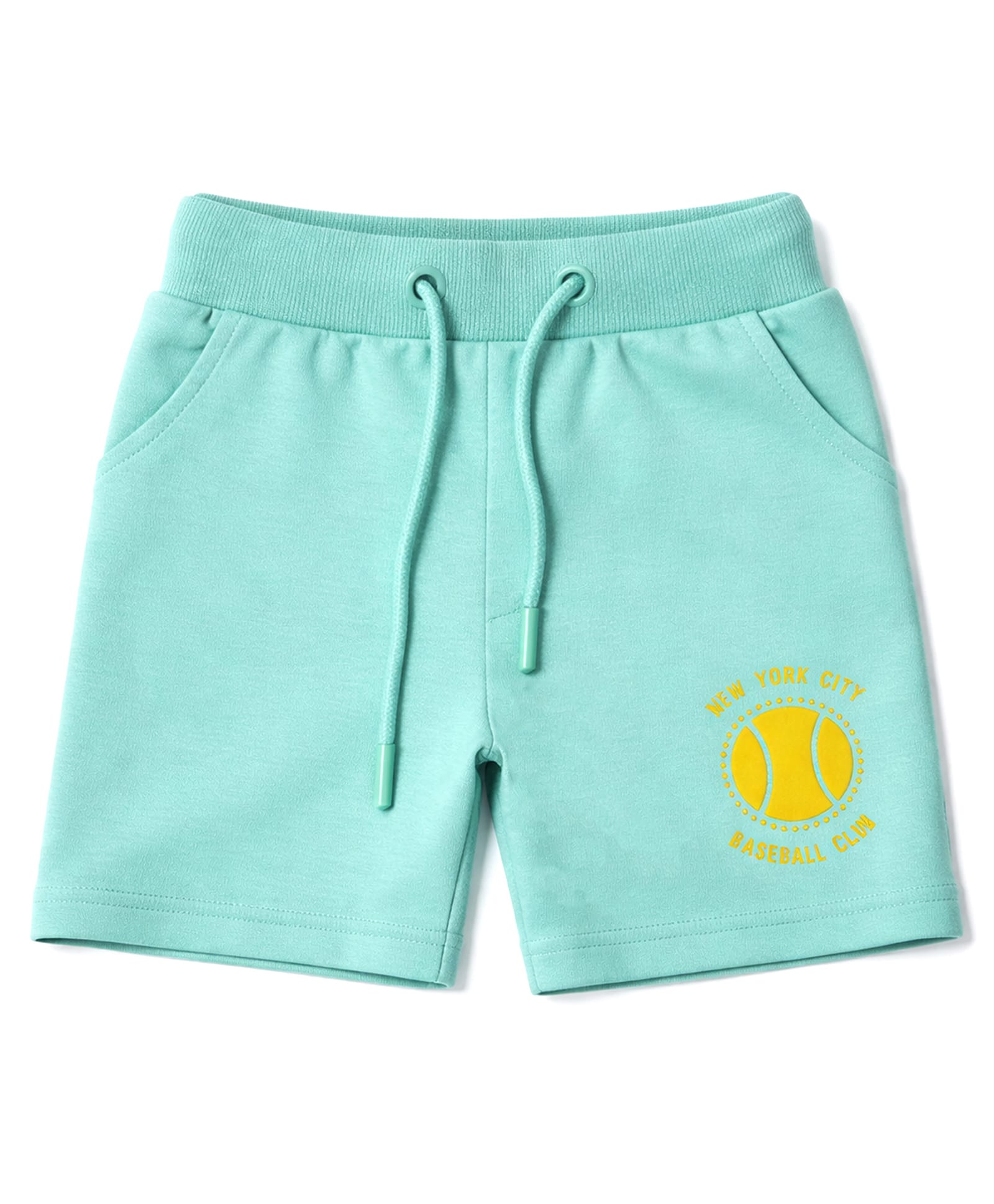 nuberry Cotton Knit Baseball Printed Shorts - Aqua Blue-picture-12