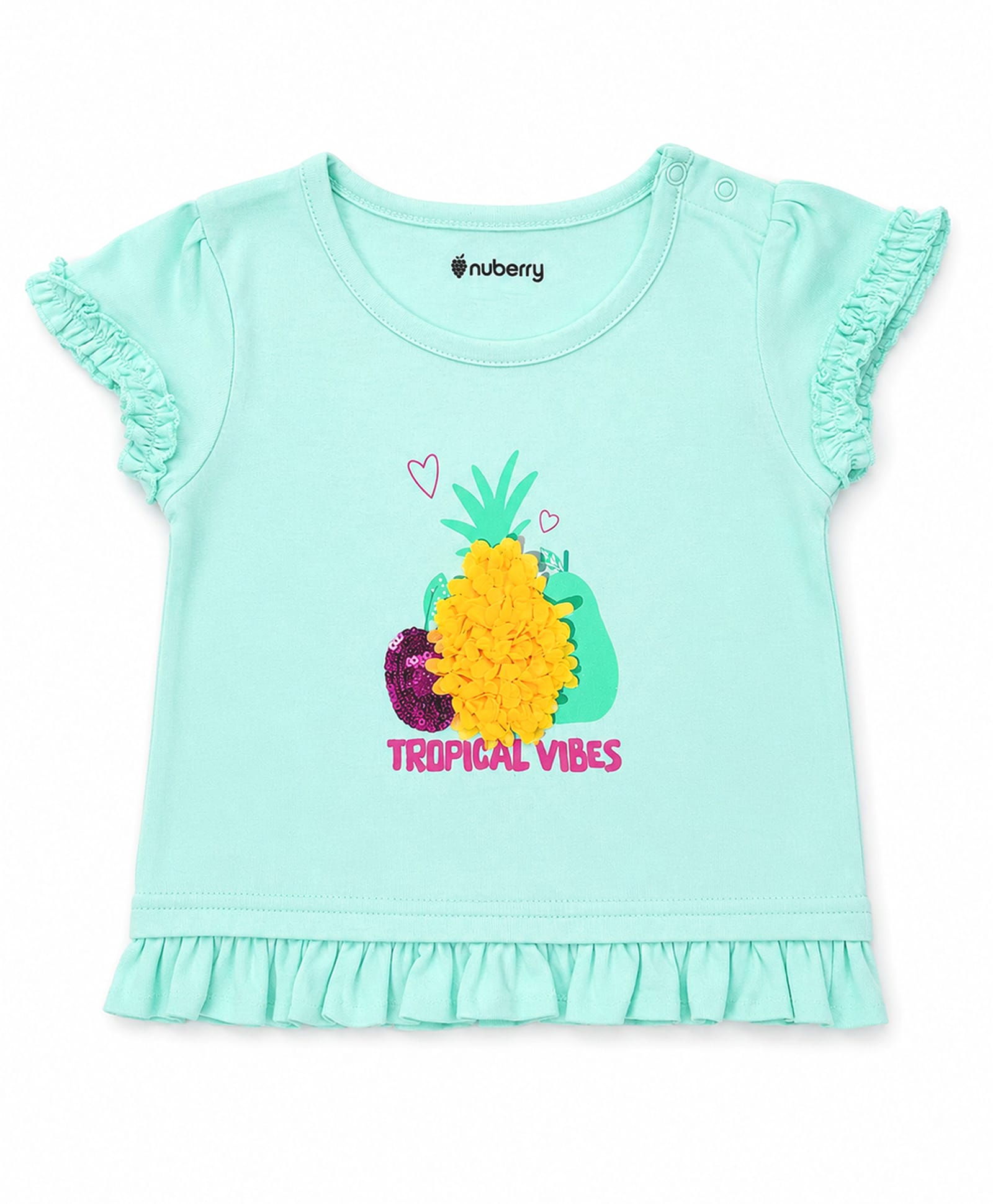 nuberry Cotton Knit Sleeveless Tropical Theme Printed Top - Aqua Blue-picture-18