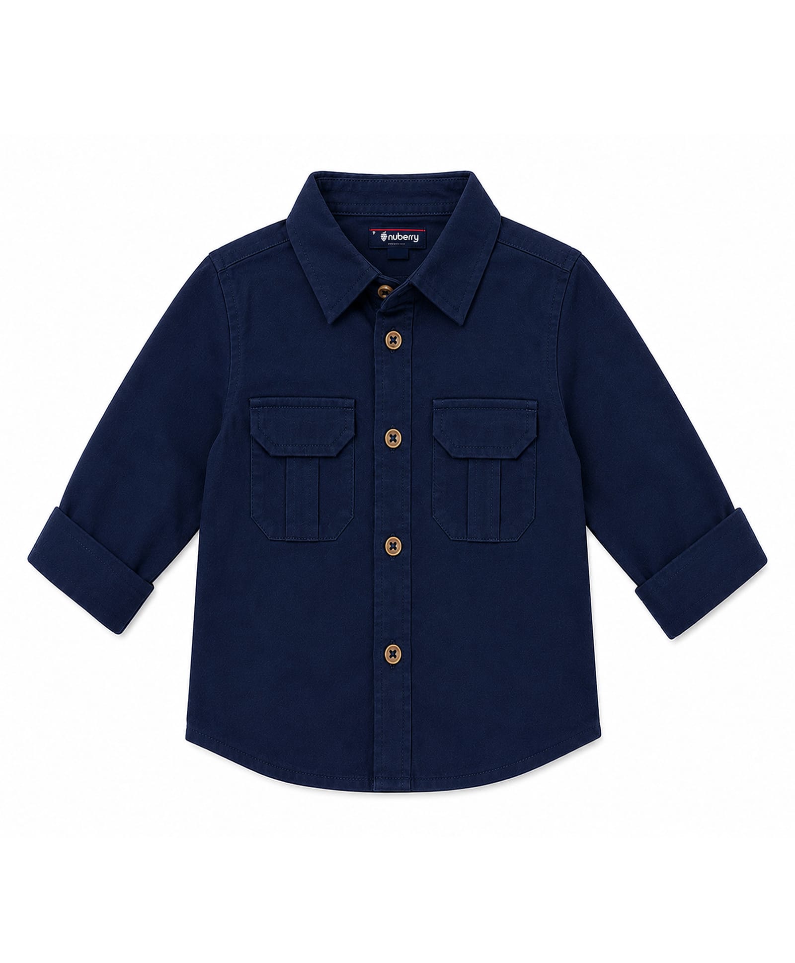 nuberry Cotton Woven Full Sleeves Solid Shirt - Navy Blue-picture-23