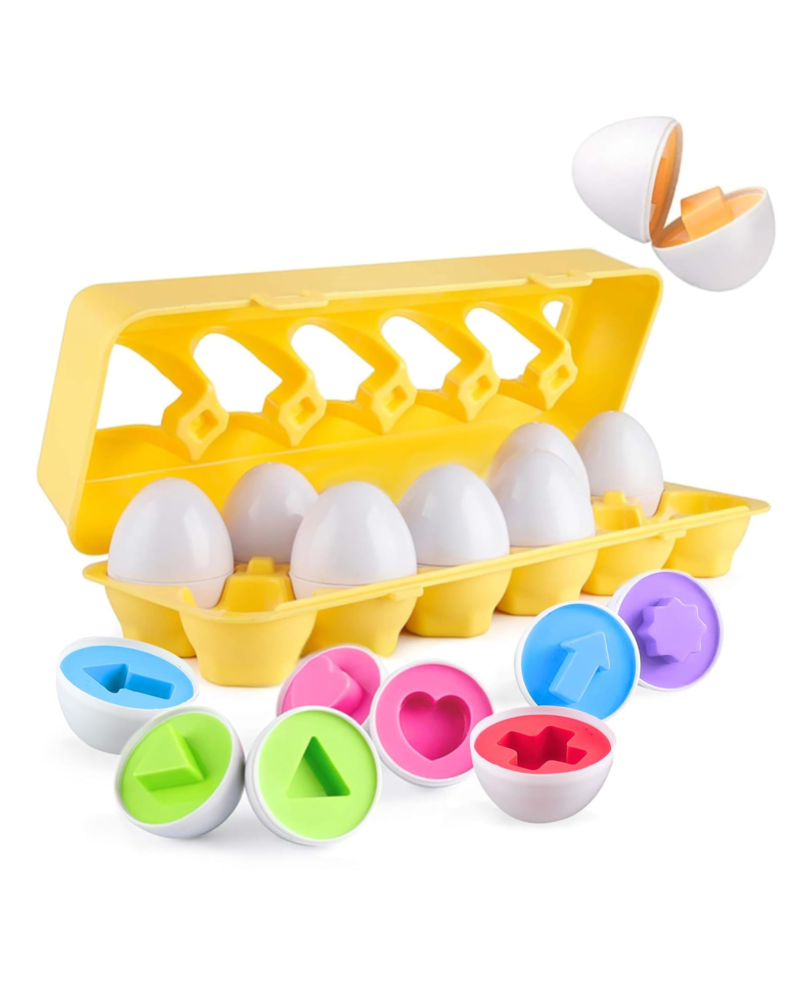 New Pinch Eggs Shapes Matching Puzzle Recognition Skills Of Color & Pattern, Egg Matching Game 12 Eggs with Shape and 6 Colour Matching Game Educational Toys for Kids/Children - Random Colour Dispatch-image-7