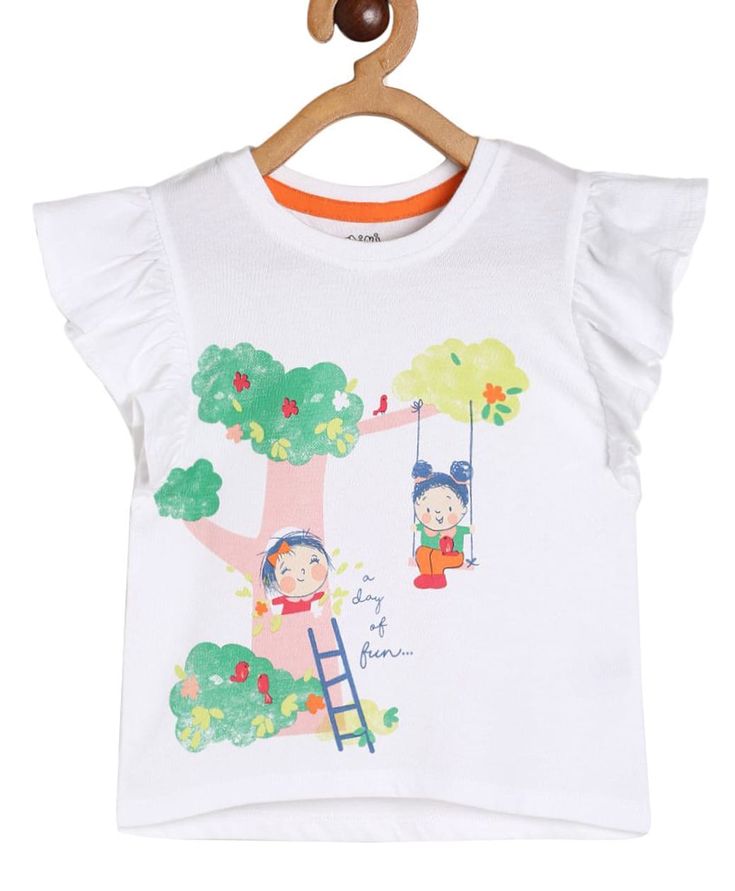 MINI KLUB Cotton Knit Sleeveless Floral & Girls Printed Top - White-picture-12