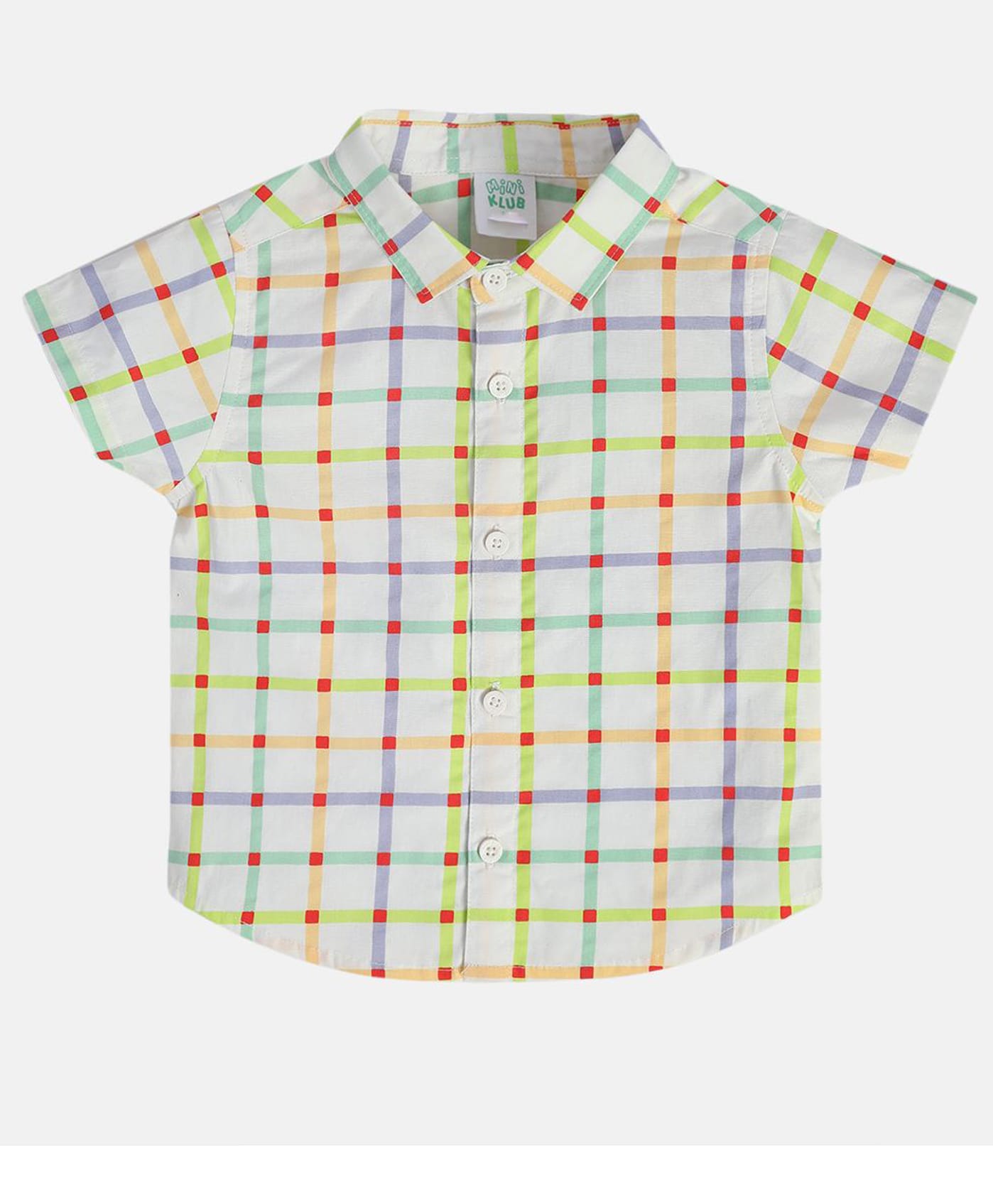 MINI KLUB Cotton Woven Half Sleeves Checked Shirts - White-picture-11