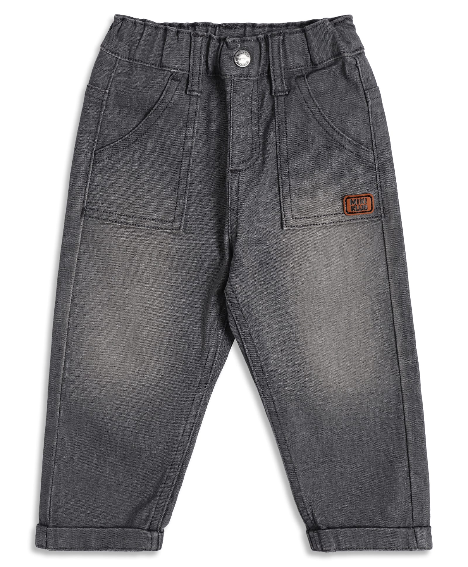 MINI KLUB Cotton Blend Knit Solid Washed Jeans - Grey-picture-44