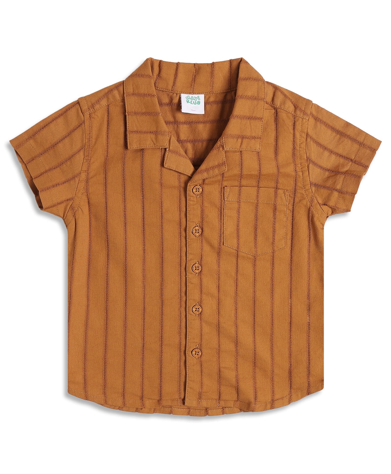 MINI KLUB Cotton Knit Half Sleeves Striped Shirt - Brown-picture-17