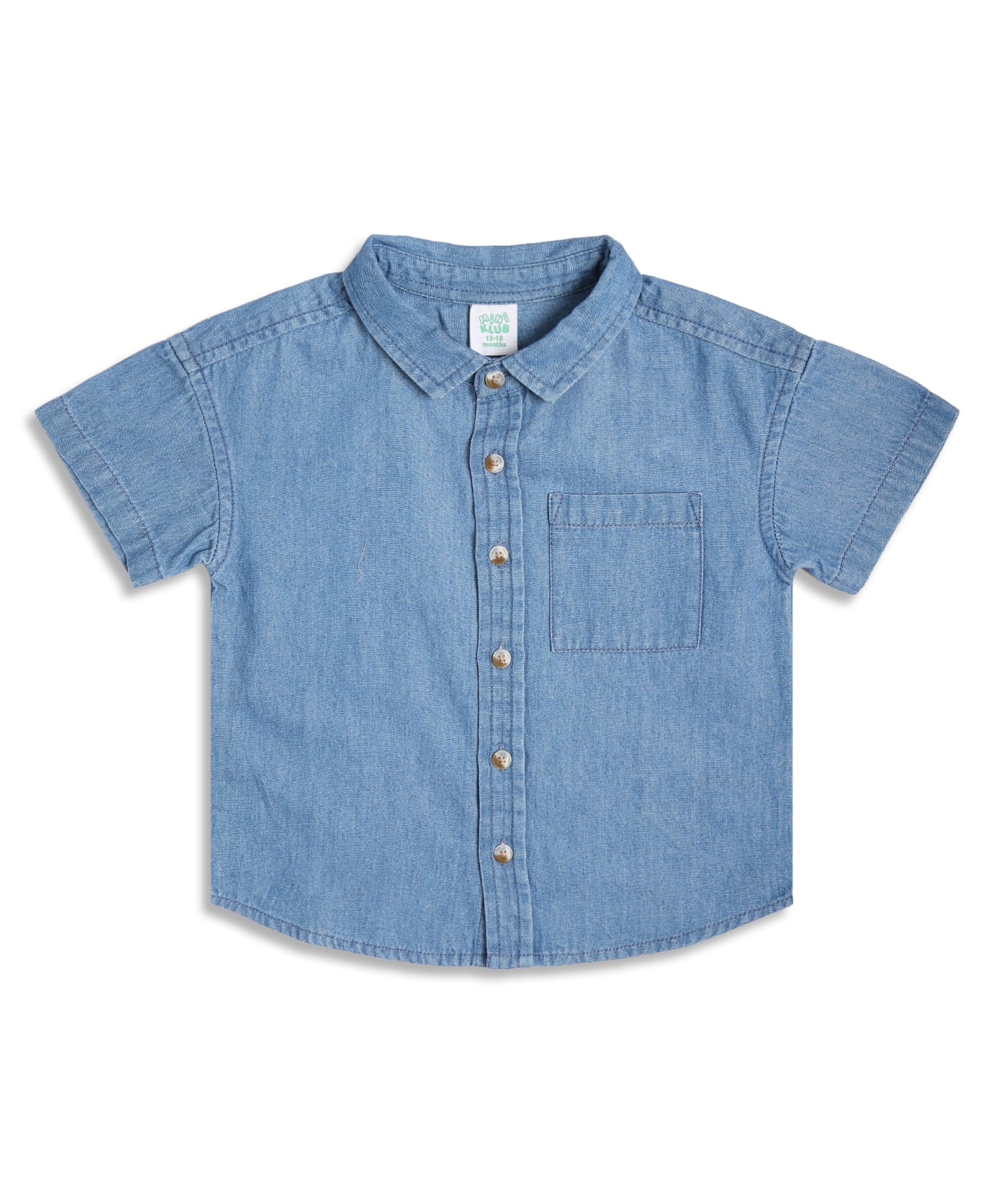 MINI KLUB Cotton Woven Half Sleeves Solid Shirt - Blue-picture-15