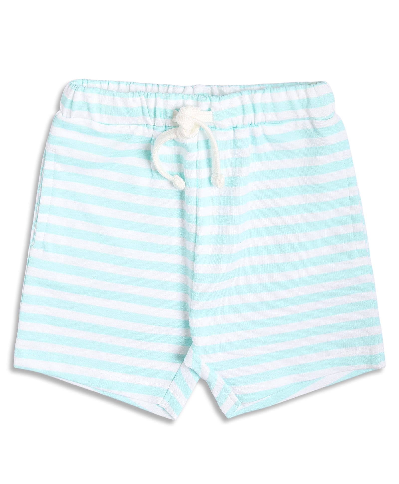 MINI KLUB Cotton Knit Striped Shorts - Mint Green & White-picture-0